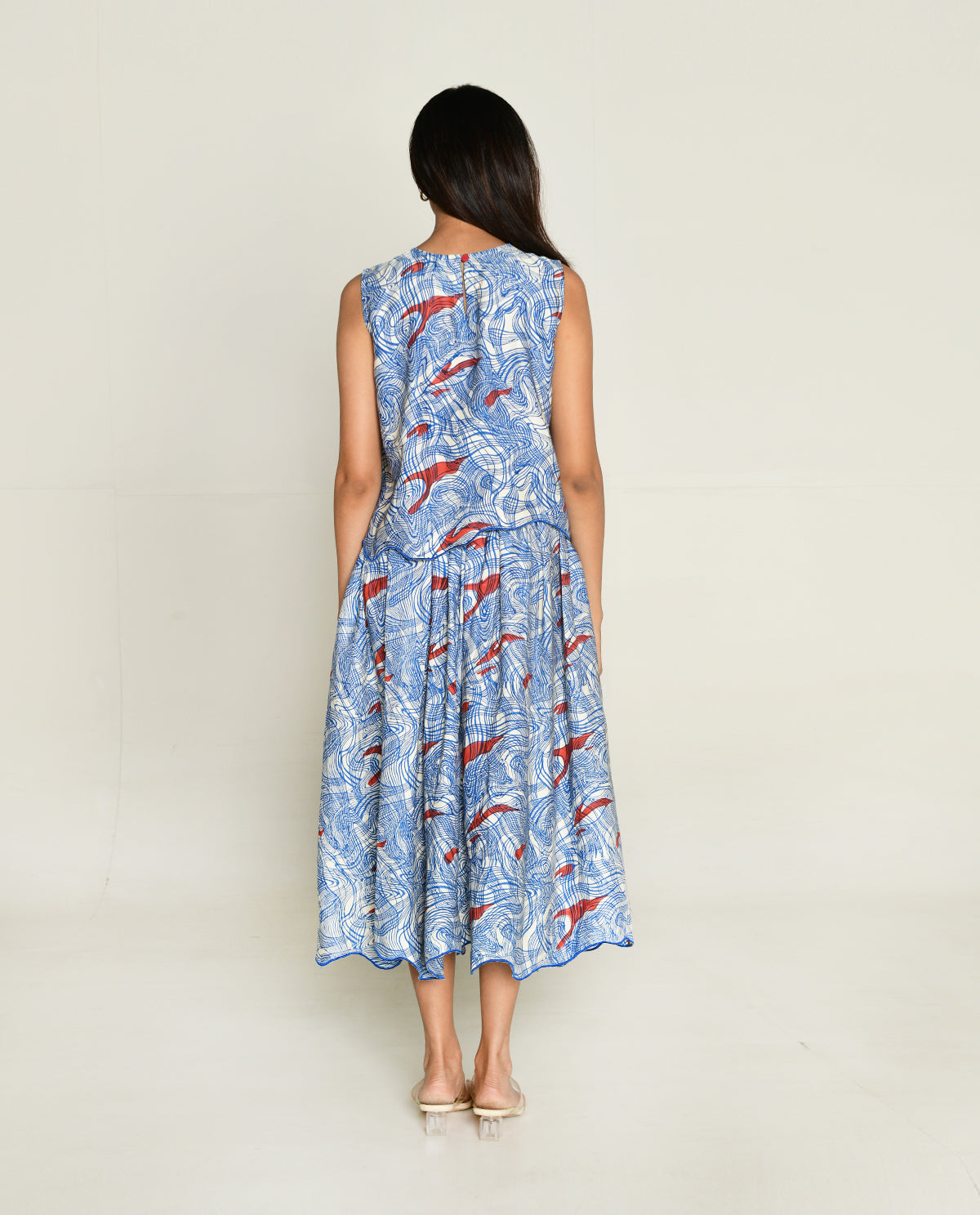 Ponzo Top With Skirt by Rias Jaipur with Bhram, Casual Wear, Cotton Bemberg Regular Fit Casual Wear Multicolor Top skirt sets Bhram at Kamakhyaa for sustainable fashion