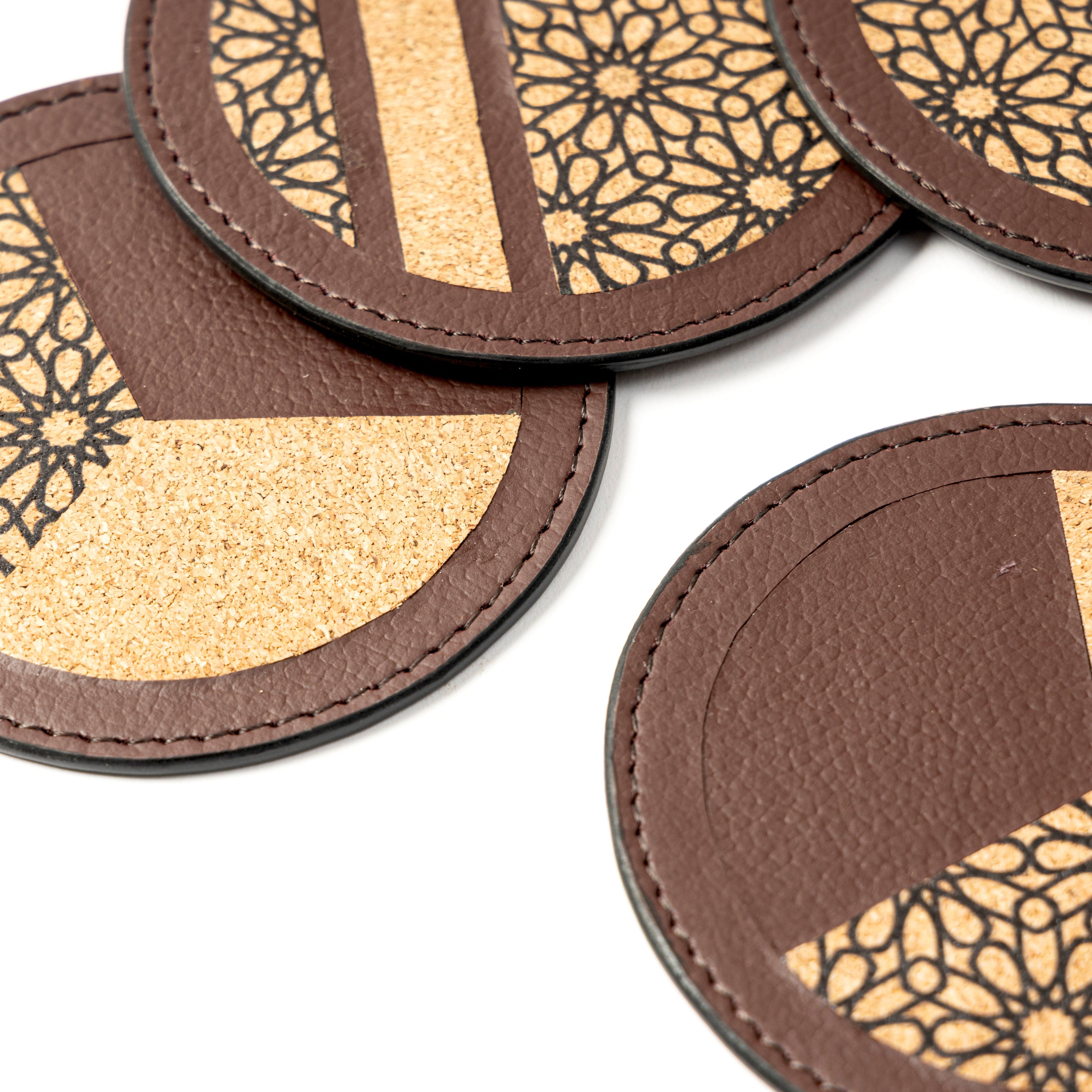 Vegan Leather Coasters Set - Maroon by Green Hermitage with Accents & Accessories, Corporate Products & Travel Accessories by Green Hermitage at Kamakhyaa for sustainable fashion