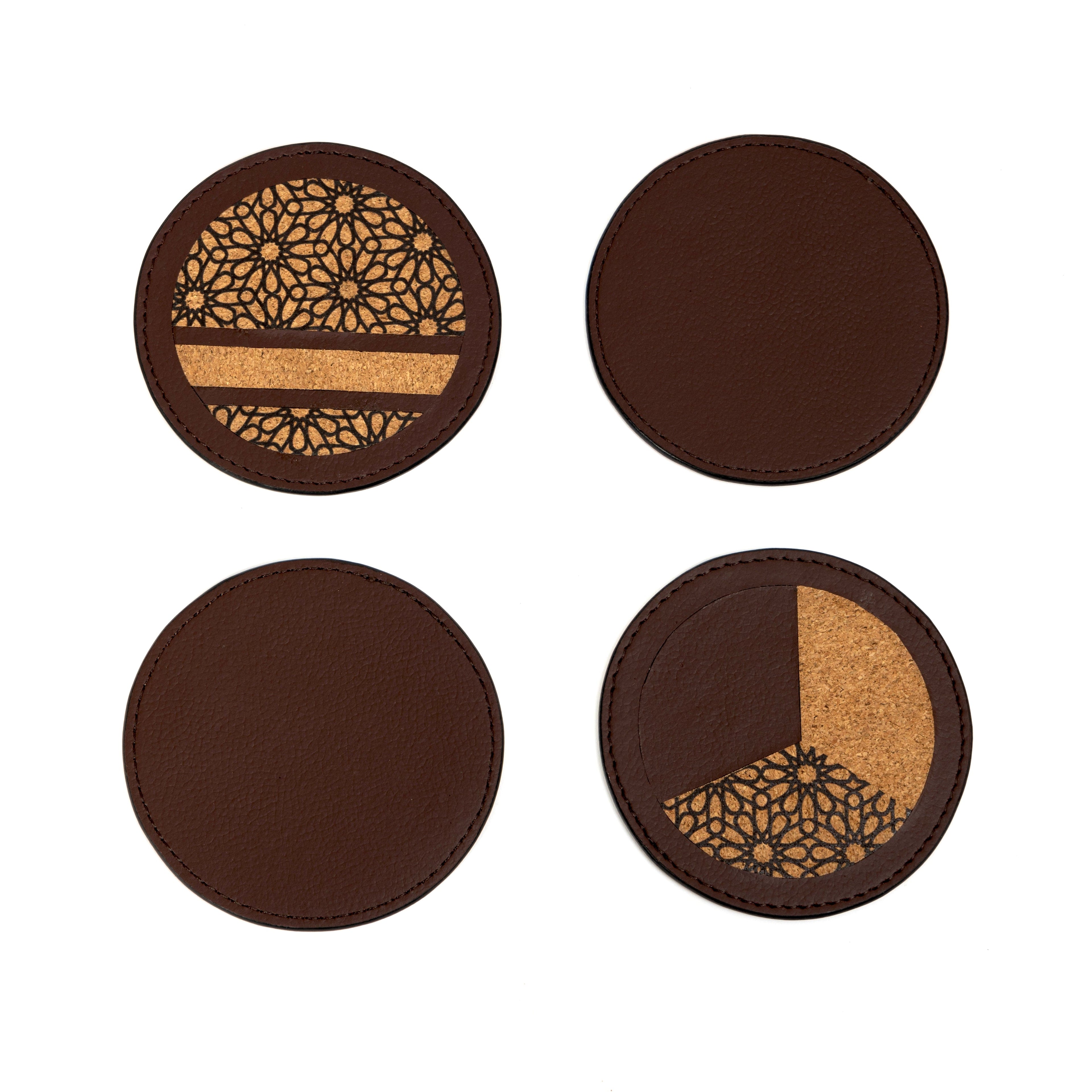 Vegan Leather Coasters Set - Maroon by Green Hermitage with Accents & Accessories, Corporate Products & Travel Accessories by Green Hermitage at Kamakhyaa for sustainable fashion