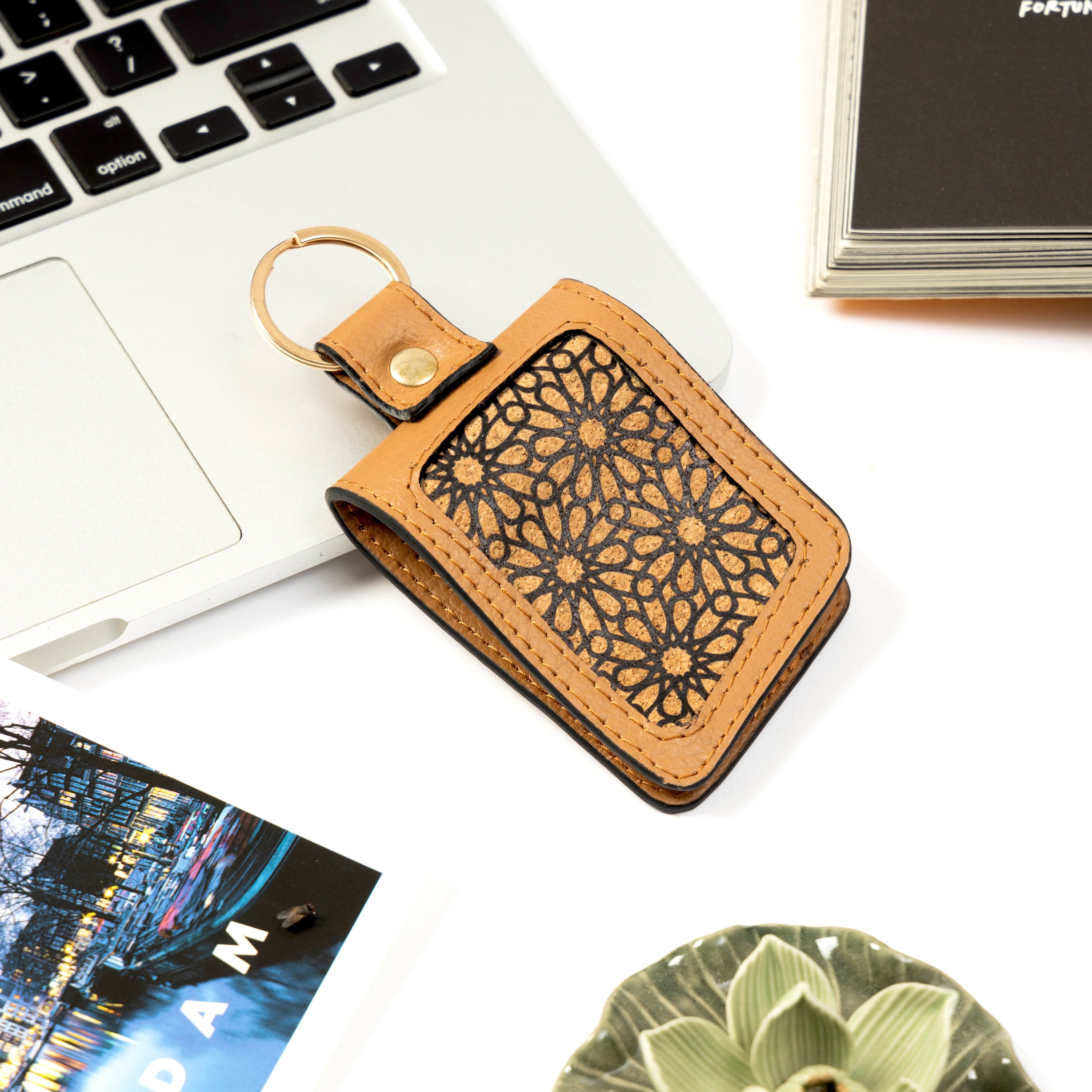 Handcrafted Vegan Leather Key Chain - Caramel by Green Hermitage with Accents & Accessories, Corporate Products & Travel Accessories by Green Hermitage at Kamakhyaa for sustainable fashion