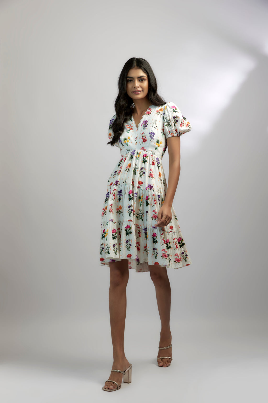 Daisy Dress by Ewoke with Nostalgia's Thread by Ewoke, printed dress, short dress, summer dress, white dress, white short dress at Kamakhyaa for sustainable fashion