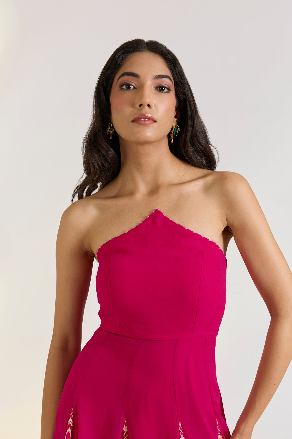 Bemberg Isla Corset Dress by Ewoke with Bemberg, destination wedding outfits, diwali gowns, festive, gowns, Hot Pink, Nostalgia's Thread by Ewoke, sustainable fashion, wedding dress, Wedding wear at Kamakhyaa for sustainable fashion
