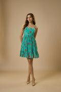 Crepe Blue Mini Dress by Ewoke with blue dress, Crepe, fit and flare dress, Floral, Holiday wear, Nostalgia's Thread by Ewoke, printed dress, printed mini dress at Kamakhyaa for sustainable fashion