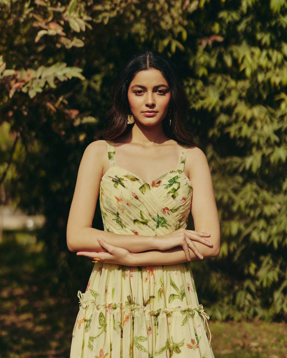 Georgette Iris Mini Dress by Ewoke with Floral, floral top, Georgette, Nostalgia's Thread by Ewoke, sustainable fashion at Kamakhyaa for sustainable fashion