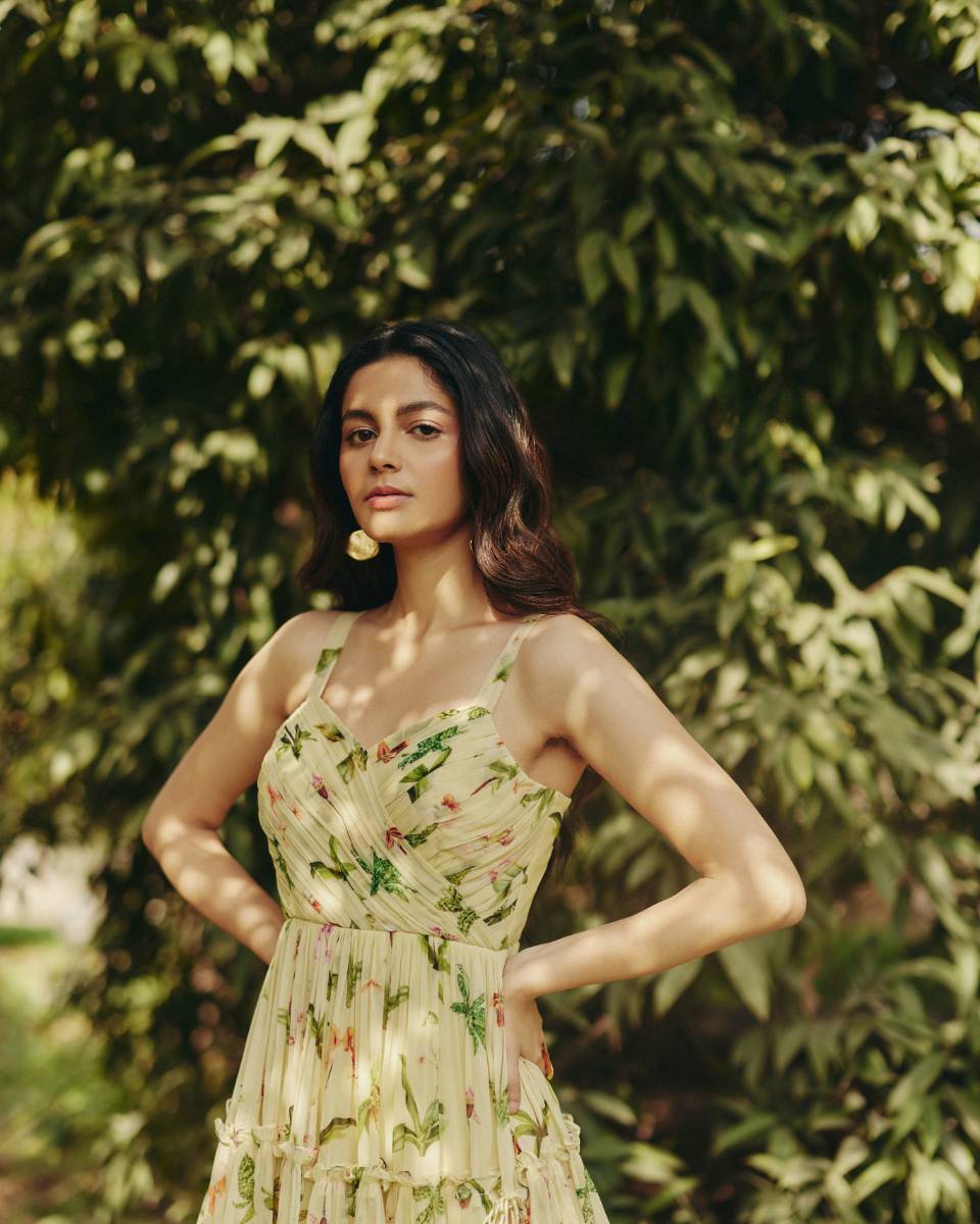 Georgette Iris Mini Dress by Ewoke with Floral, floral top, Georgette, Nostalgia's Thread by Ewoke, sustainable fashion at Kamakhyaa for sustainable fashion