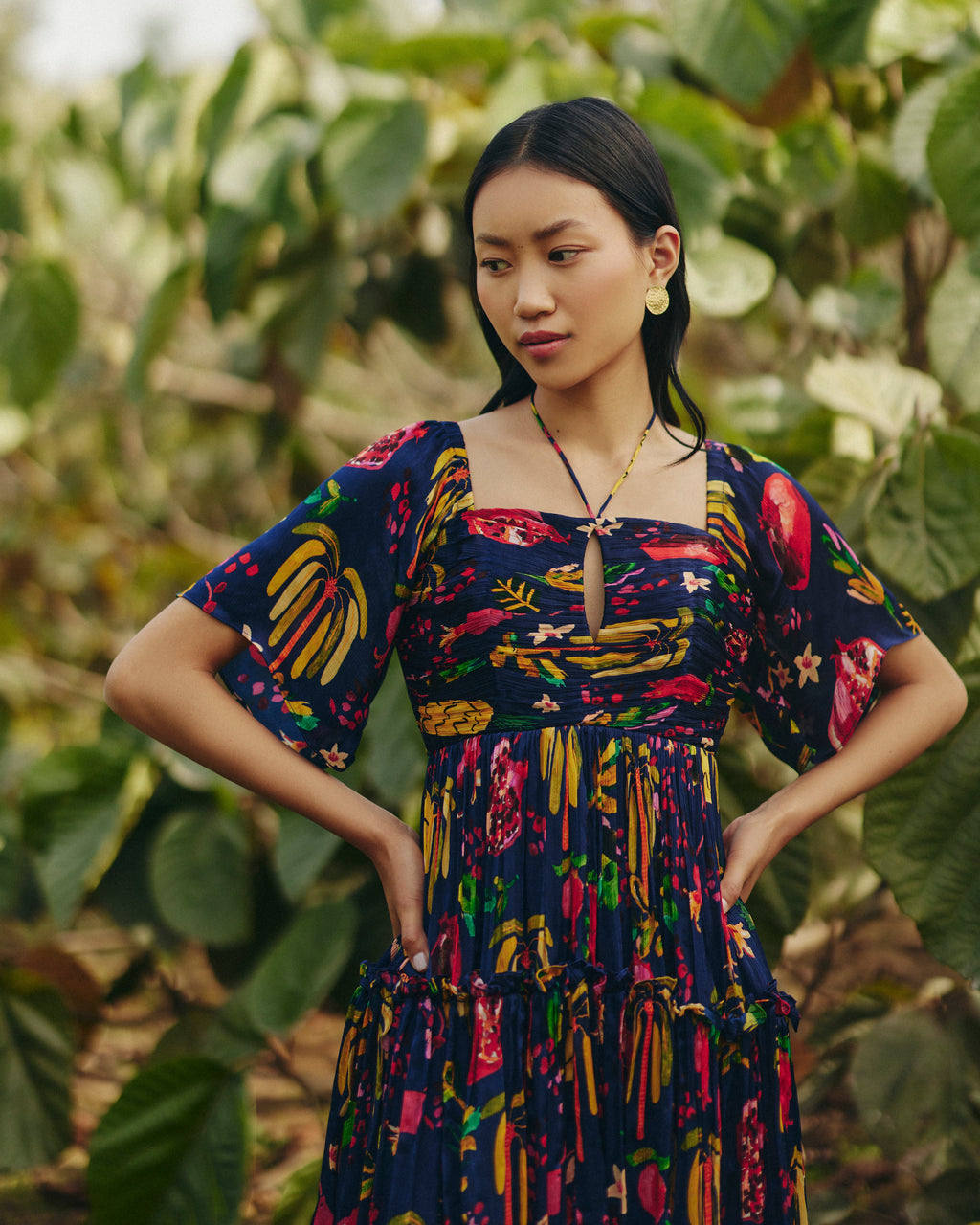 Satin Pine Mini Dress by Ewoke with A-line Dress, aline dress, Holiday wear, knee length dress, Navy, Nostalgia's Thread by Ewoke, Satin, summer dress, sustainable fashion at Kamakhyaa for sustainable fashion