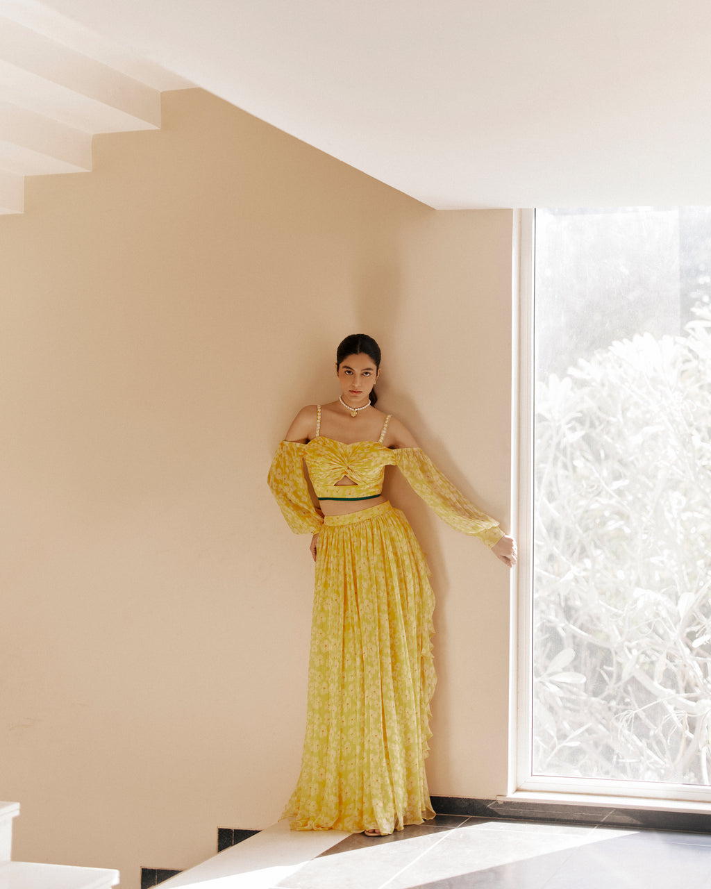 Chiffon Petal Haze Bemberg Lehenga Set by Ewoke with Bemberg, bemberg dress, bemberg fabric, Chiffon, co-ord, Holiday wear, In Her Element, Nostalgia's Thread by Ewoke, sustainable fashion at Kamakhyaa for sustainable fashion