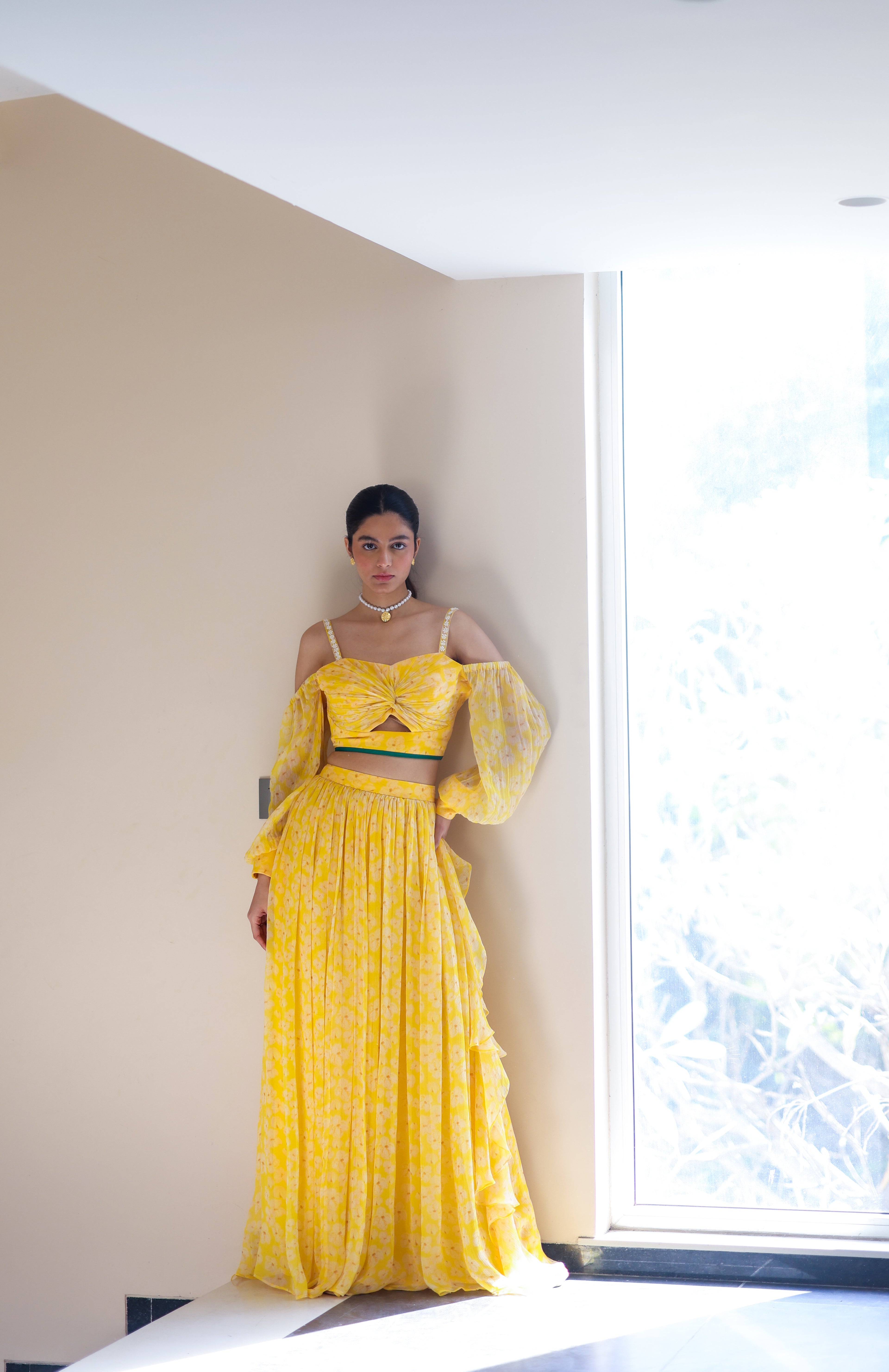 Chiffon Petal Haze Bemberg Lehenga Set by Ewoke with Bemberg, bemberg dress, bemberg fabric, Chiffon, co-ord, Holiday wear, In Her Element, Nostalgia's Thread by Ewoke, sustainable fashion at Kamakhyaa for sustainable fashion