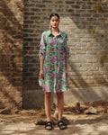 100% Hemp Palm Print Hemp Shirt Dress by Ewoke with 100% Hemp, Holiday wear, Midi Dress, Nostalgia's Thread by Ewoke, Pink, printed dress, womens midi dress at Kamakhyaa for sustainable fashion