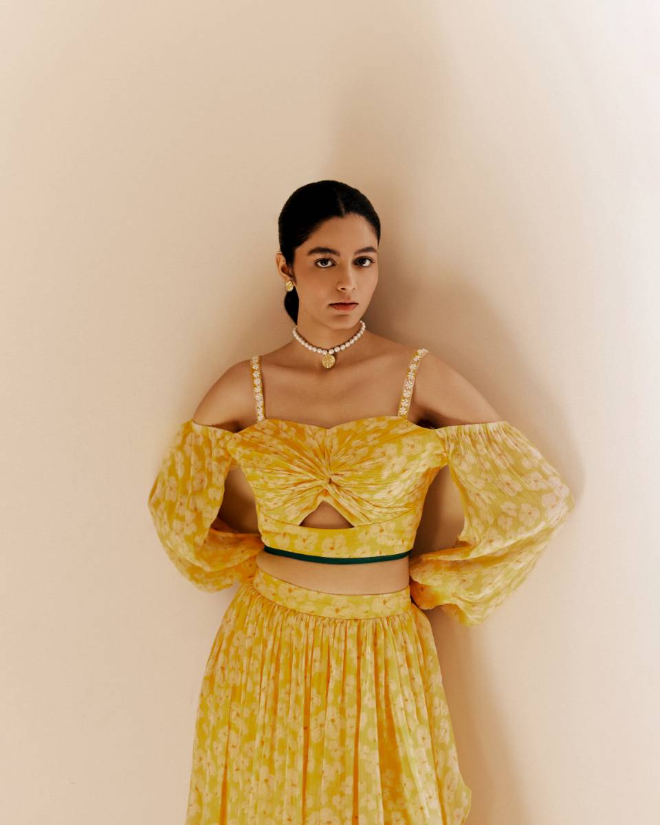 Chiffon Petal Haze Bemberg Lehenga Set by Ewoke with Bemberg, bemberg dress, bemberg fabric, Chiffon, co-ord, Holiday wear, Nostalgia's Thread by Ewoke, sustainable fashion at Kamakhyaa for sustainable fashion