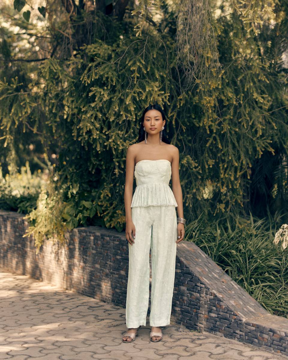 100% Hemp Sage Green Pastel Hemp Co-ord Set by Ewoke with 100% Hemp, hemp dress, Holiday wear, Nostalgia's Thread by Ewoke, Sage Green, sage green coord, sustainable fashion at Kamakhyaa for sustainable fashion