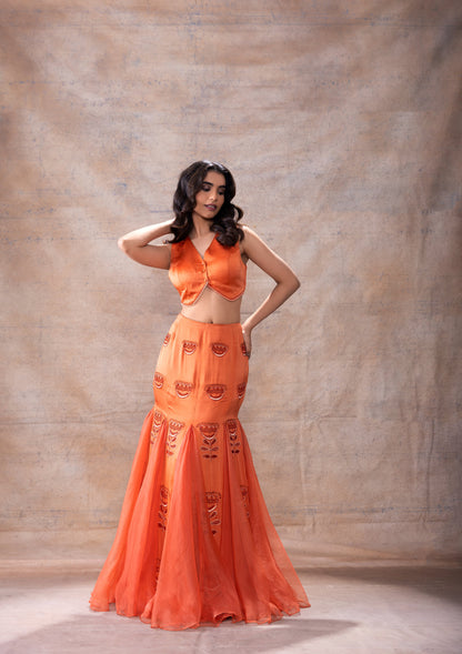 Godet lehenga set by Akashi Clothing with Festive Collection at Kamakhyaa for sustainable fashion