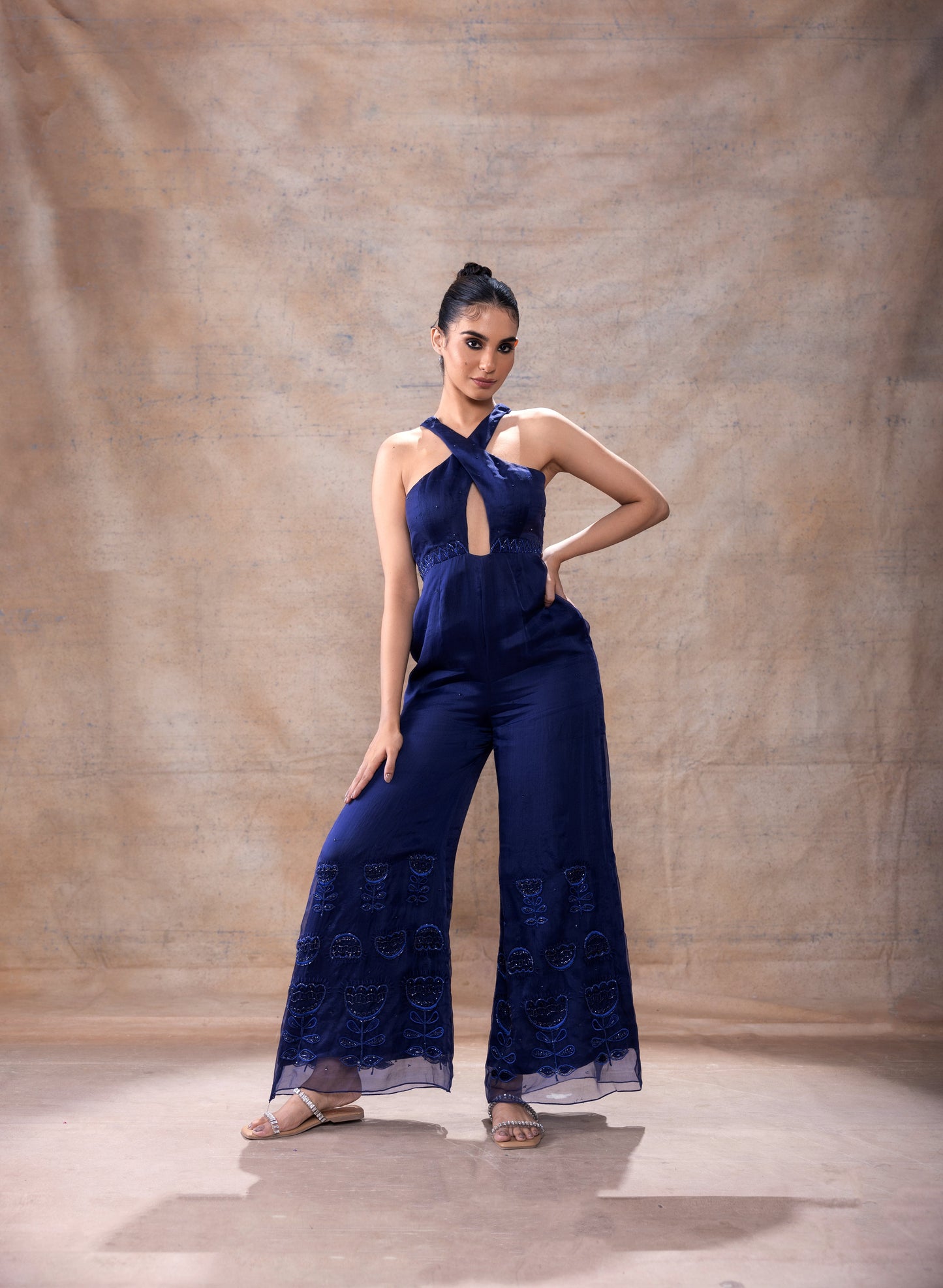 Cross Neck Jumpsuit by Akashi Clothing with Festive Collection at Kamakhyaa for sustainable fashion