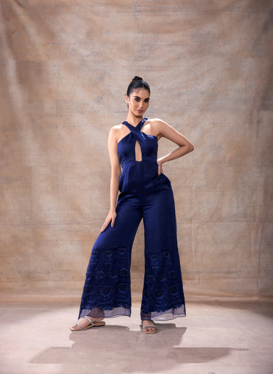 Cross Neck Jumpsuit by Akashi Clothing with Festive Collection at Kamakhyaa for sustainable fashion