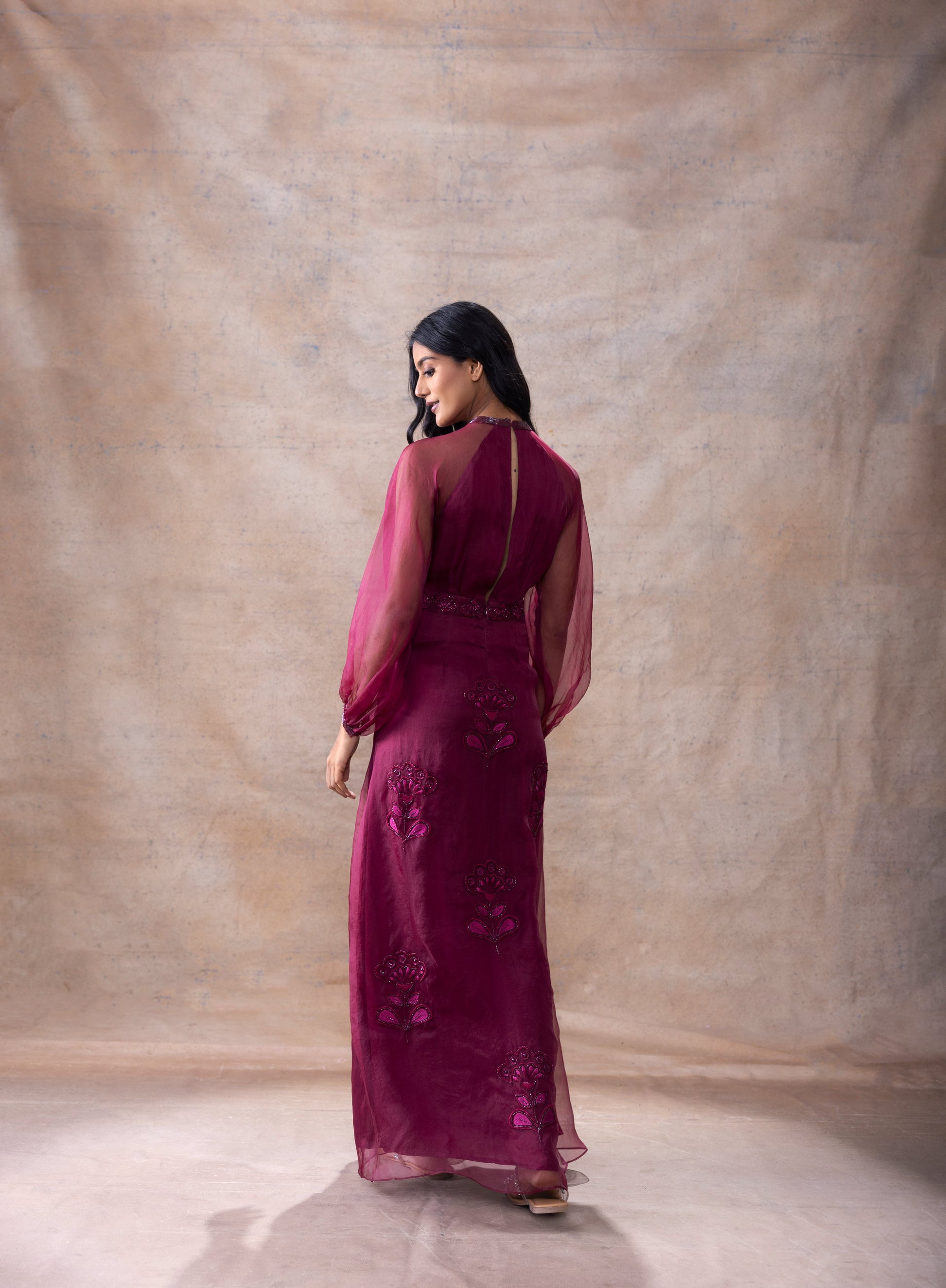 A-line Embroidered gown by Akashi Clothing with Festive Collection at Kamakhyaa for sustainable fashion