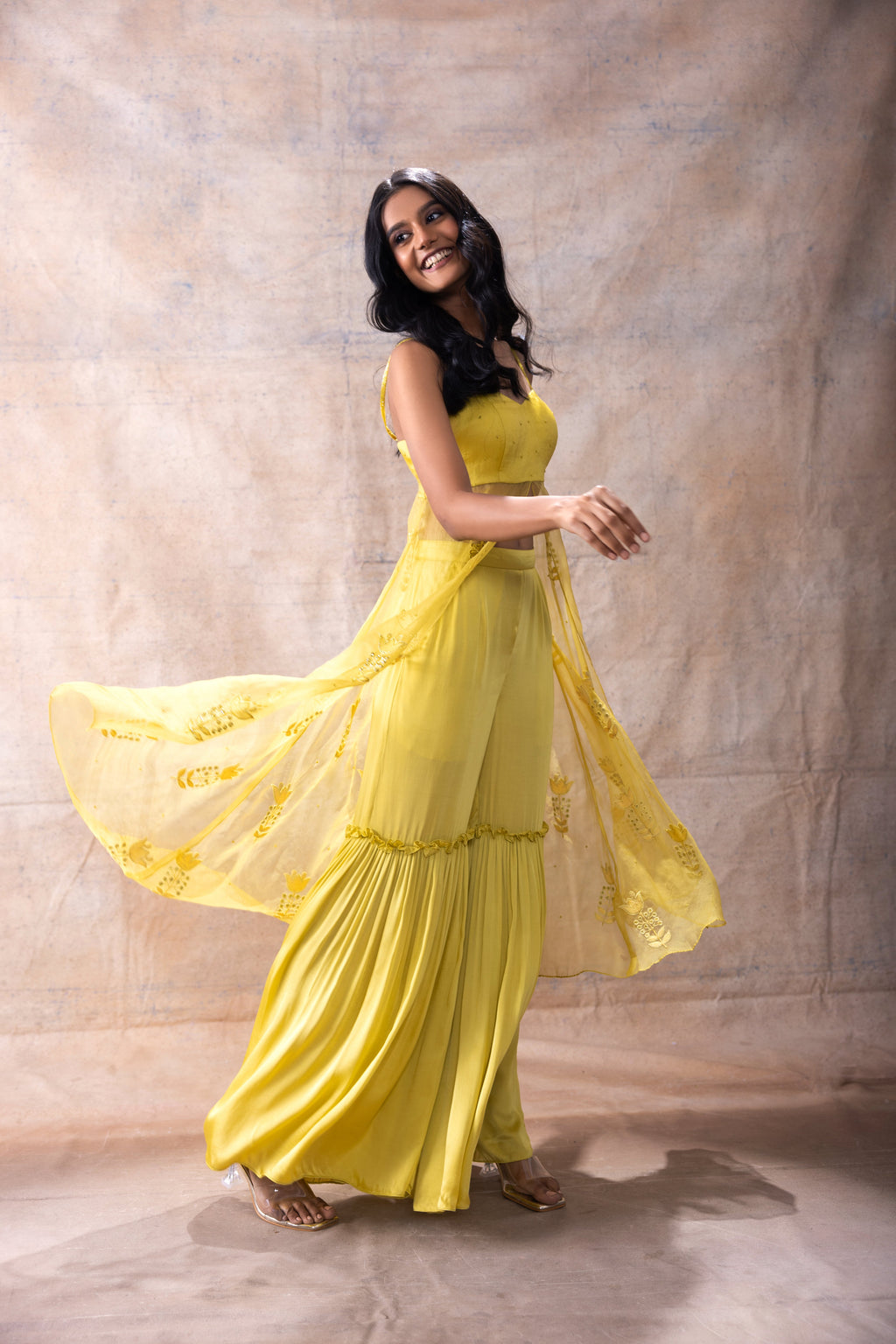 Front Slit Tunic with Sharara Pants by Akashi Clothing with Festive Collection at Kamakhyaa for sustainable fashion