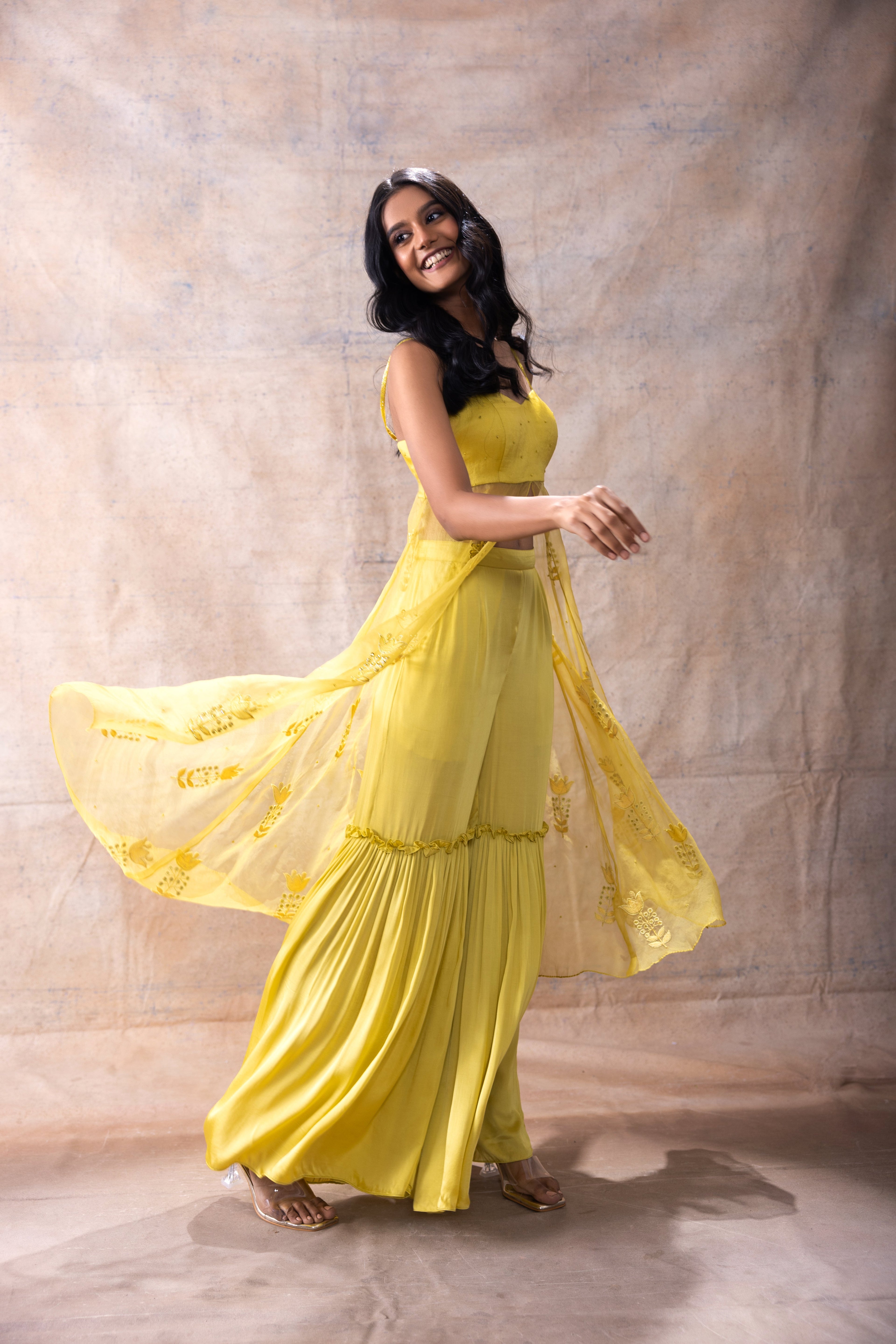 Front Slit Tunic with Sharara Pants by Akashi Clothing with Festive Collection at Kamakhyaa for sustainable fashion