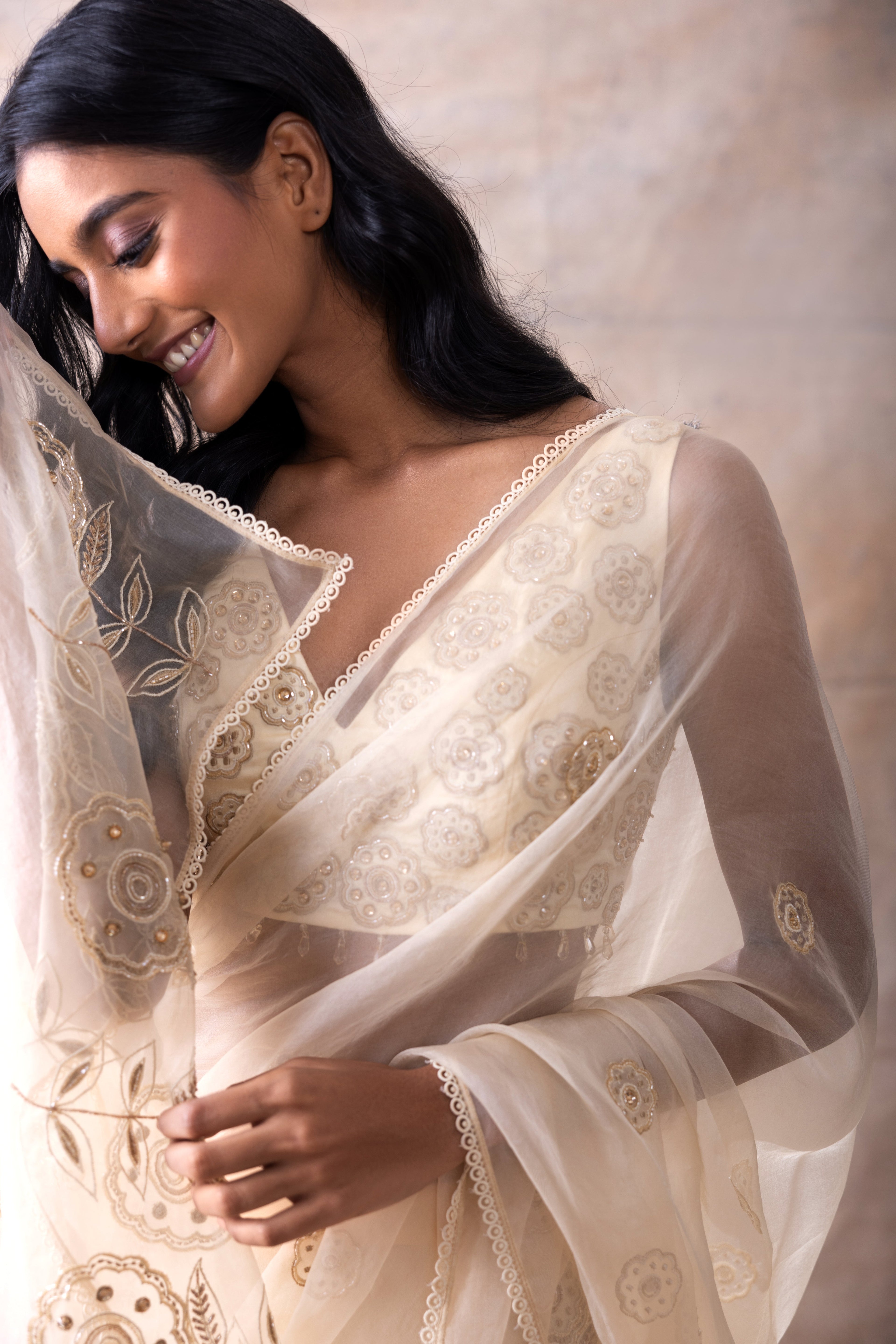 Pre Stiched skirt saree Set by Akashi Clothing with Festive Collection at Kamakhyaa for sustainable fashion