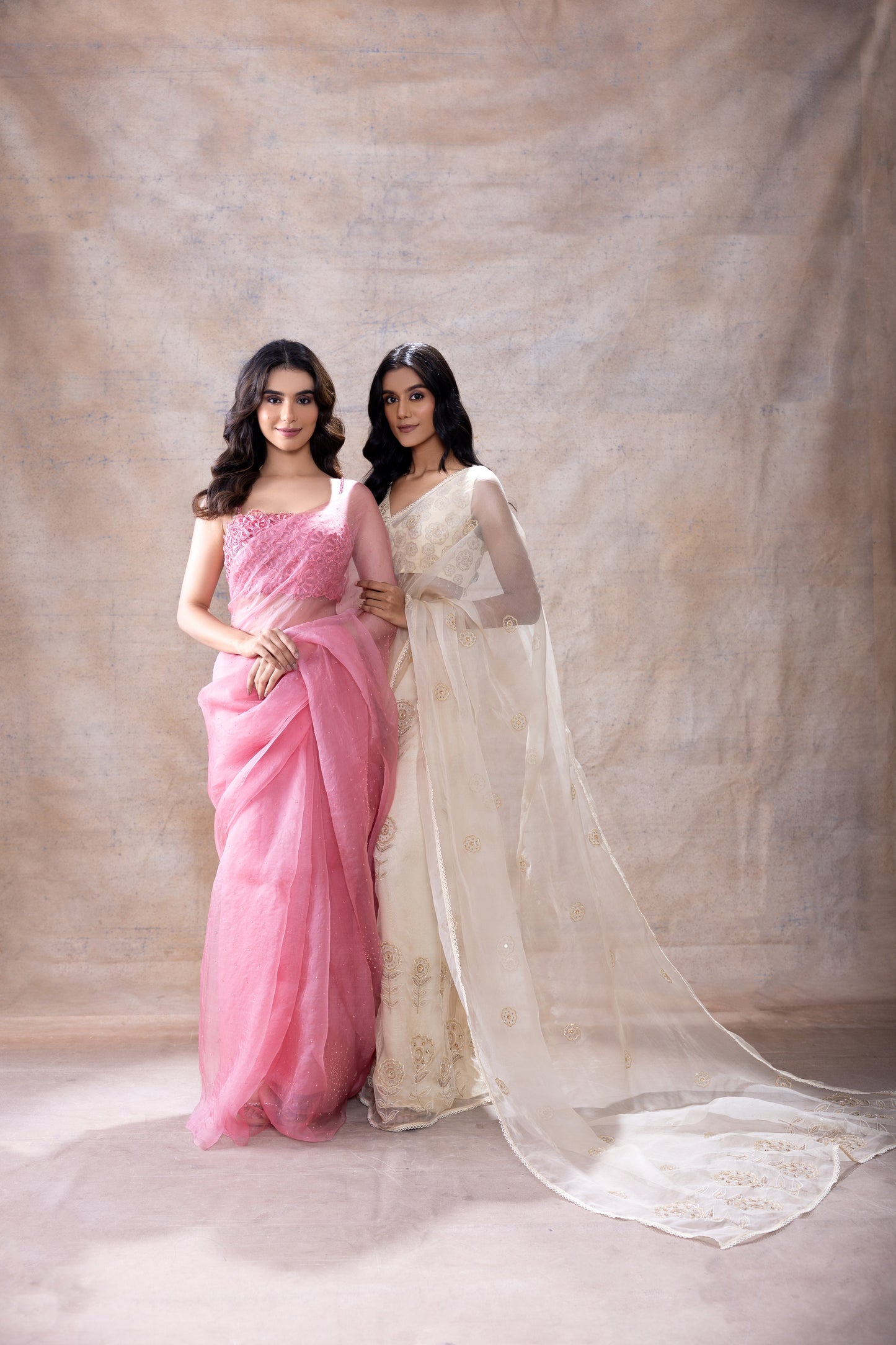 Embroidered blouse and organza saree by Akashi Clothing with Festive Collection at Kamakhyaa for sustainable fashion