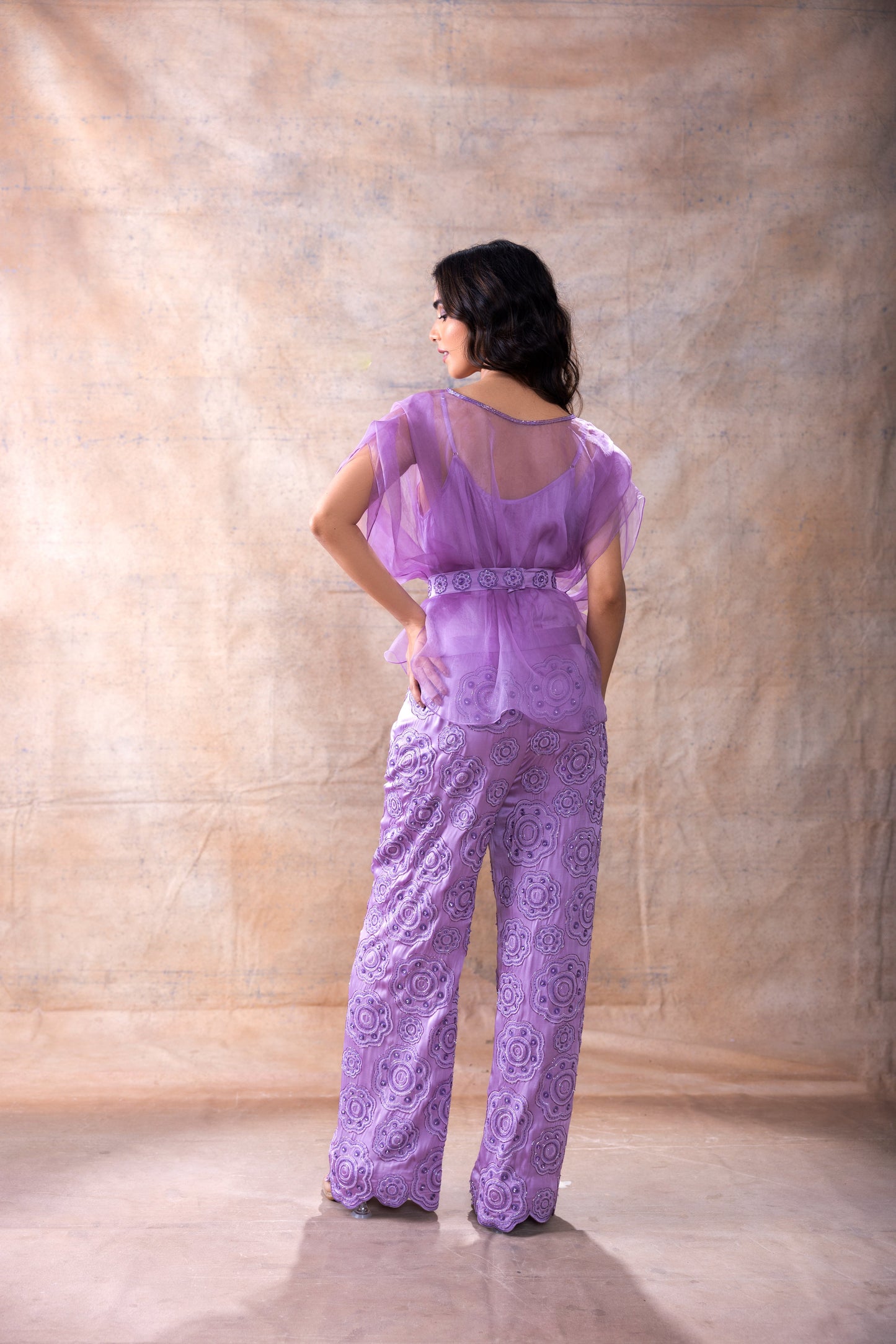 Organza top with Embroidered Pant set by Akashi Clothing with Festive Collection at Kamakhyaa for sustainable fashion