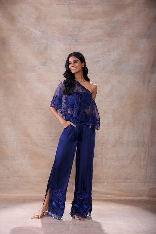 Cape with bralette and pant set by Akashi Clothing with Festive Collection at Kamakhyaa for sustainable fashion