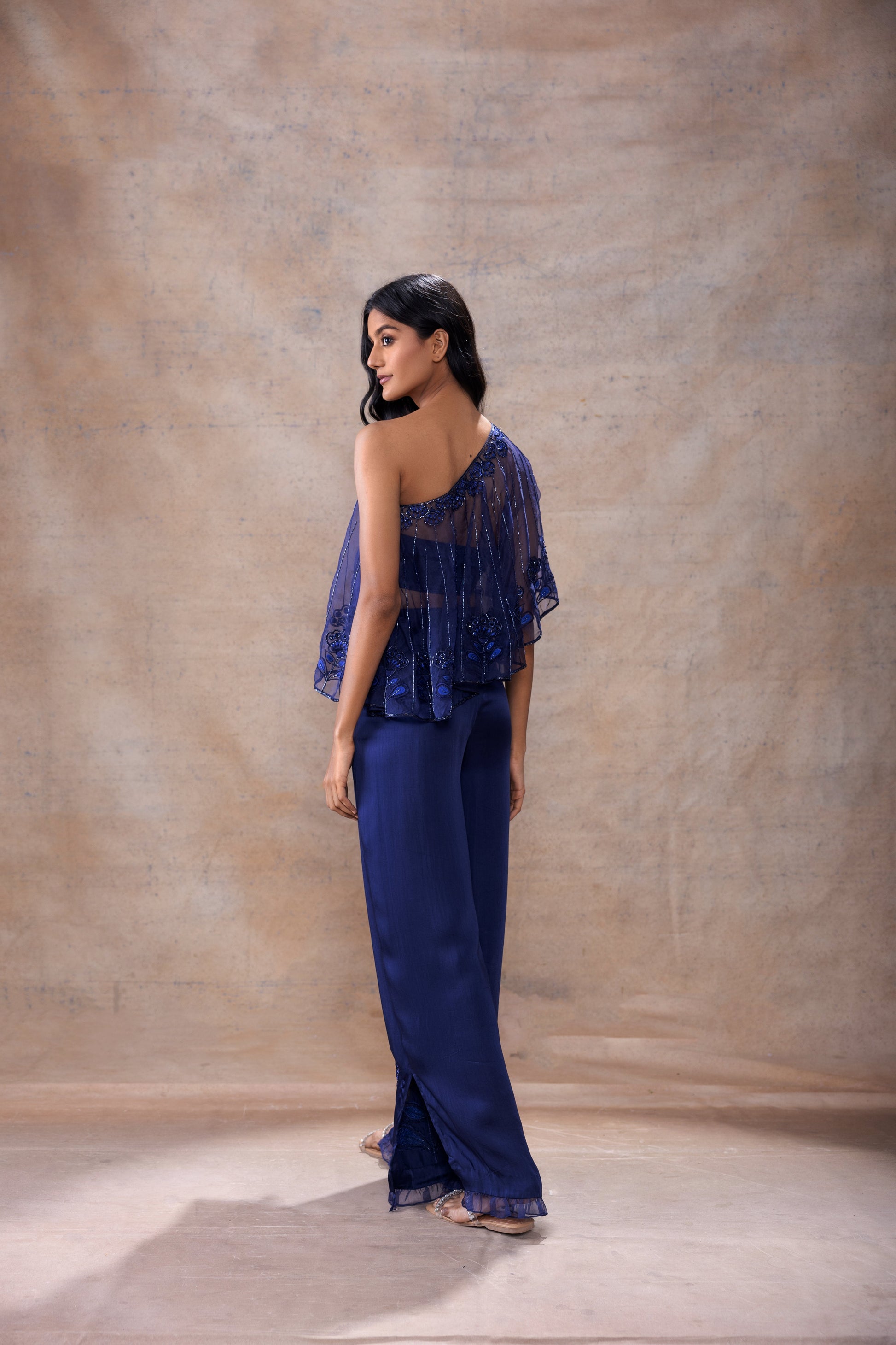 Cape with bralette and pant set by Akashi Clothing with Festive Collection at Kamakhyaa for sustainable fashion