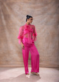 Scarf collar organza shirt set by Akashi Clothing with Festive Collection at Kamakhyaa for sustainable fashion