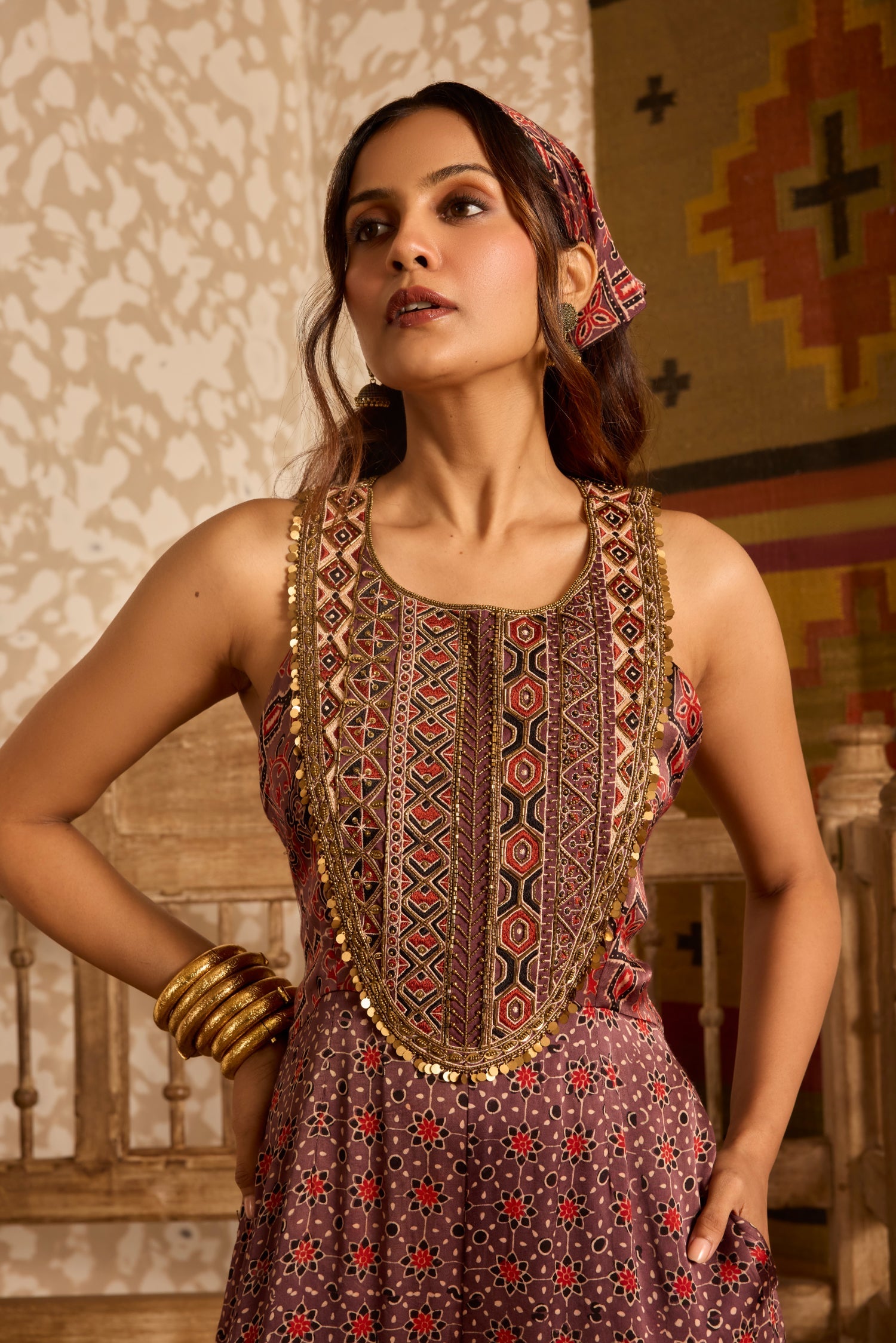 Wide-Leg Jumpsuit by Akashi Clothing with Ajrakh by Akashi Clothing at Kamakhyaa for sustainable fashion