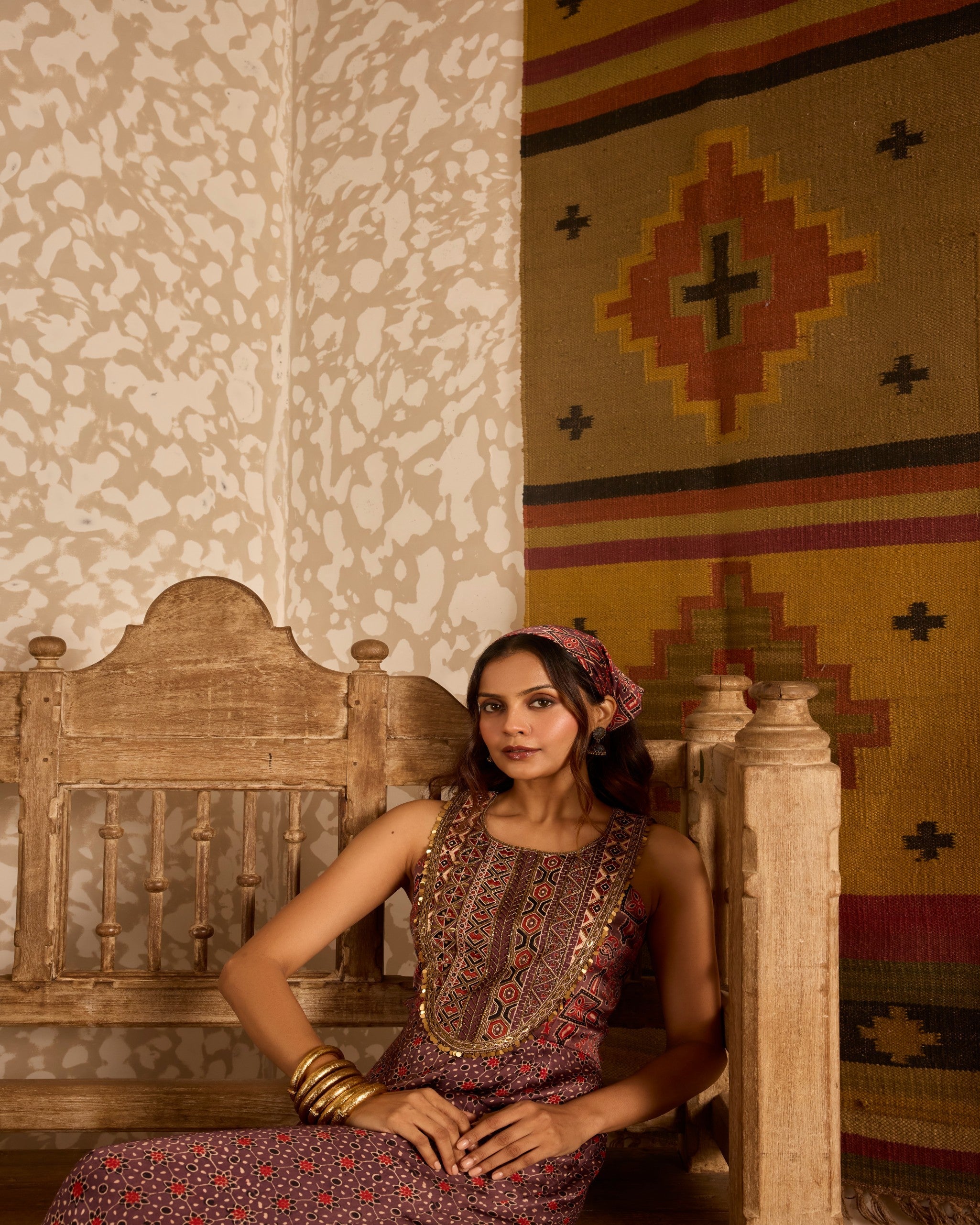 Wide-Leg Jumpsuit by Akashi Clothing with Ajrakh by Akashi Clothing at Kamakhyaa for sustainable fashion