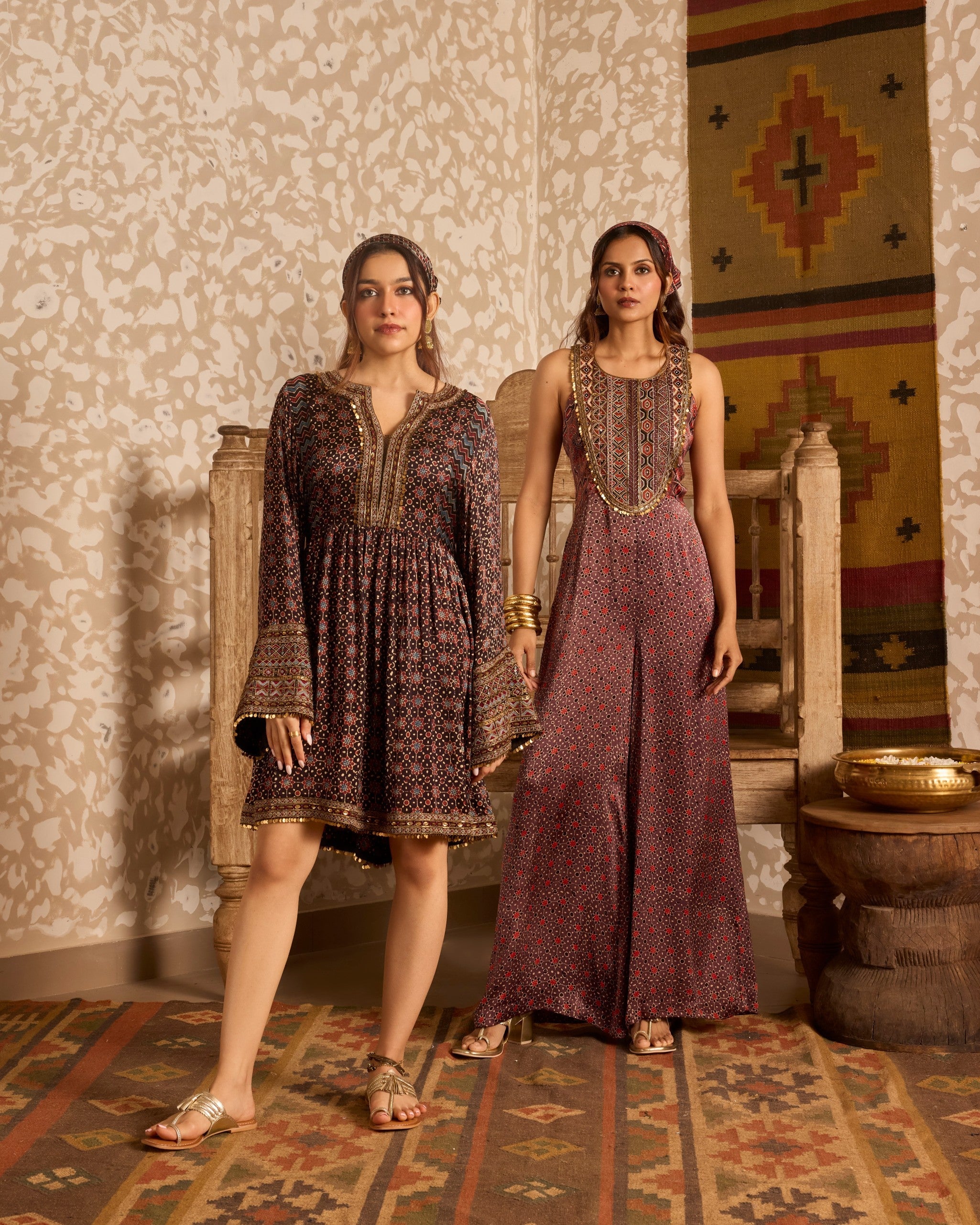 Wide-Leg Jumpsuit by Akashi Clothing with Ajrakh by Akashi Clothing at Kamakhyaa for sustainable fashion