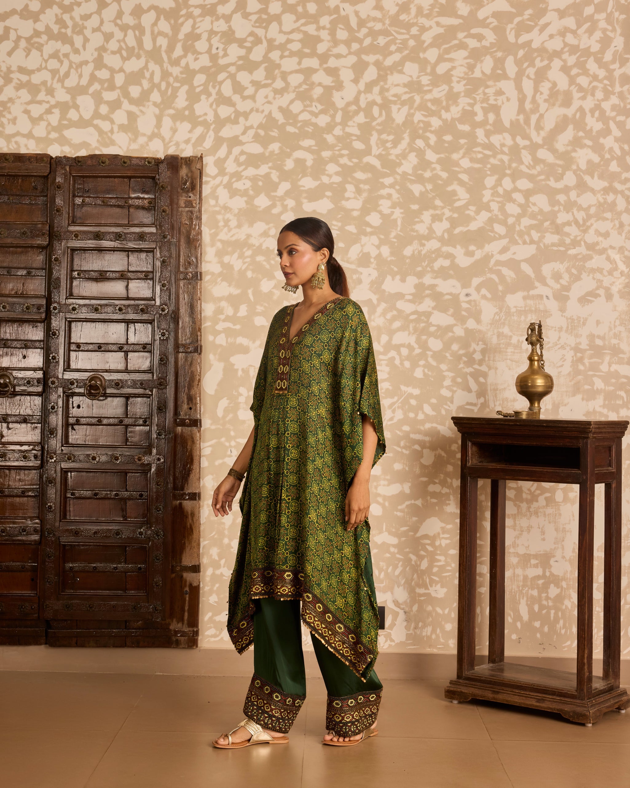 Kaftan with Pants by Akashi Clothing with Ajrakh by Akashi Clothing at Kamakhyaa for sustainable fashion