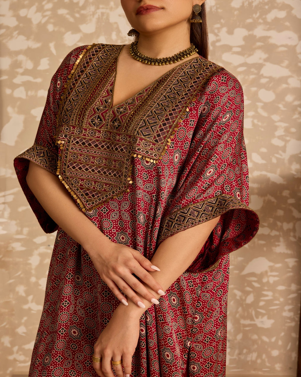 Long Kaftan Kurta set by Akashi Clothing with Ajrakh by Akashi Clothing at Kamakhyaa for sustainable fashion