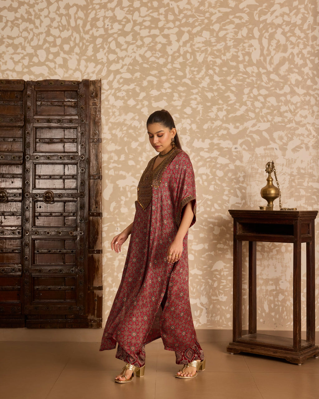 Long Kaftan Kurta set by Akashi Clothing with Ajrakh by Akashi Clothing at Kamakhyaa for sustainable fashion