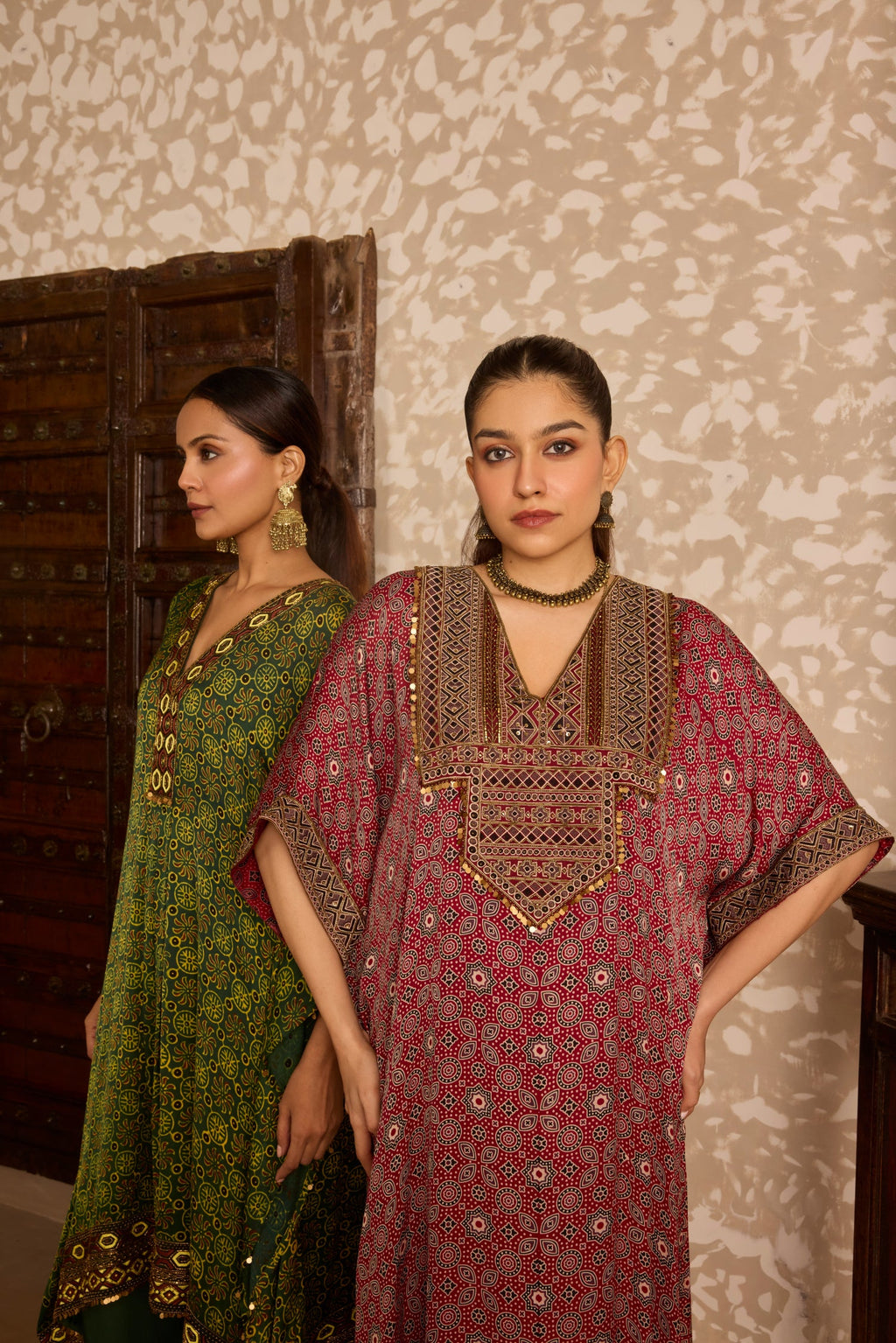 Long Kaftan Kurta set by Akashi Clothing with Ajrakh by Akashi Clothing at Kamakhyaa for sustainable fashion