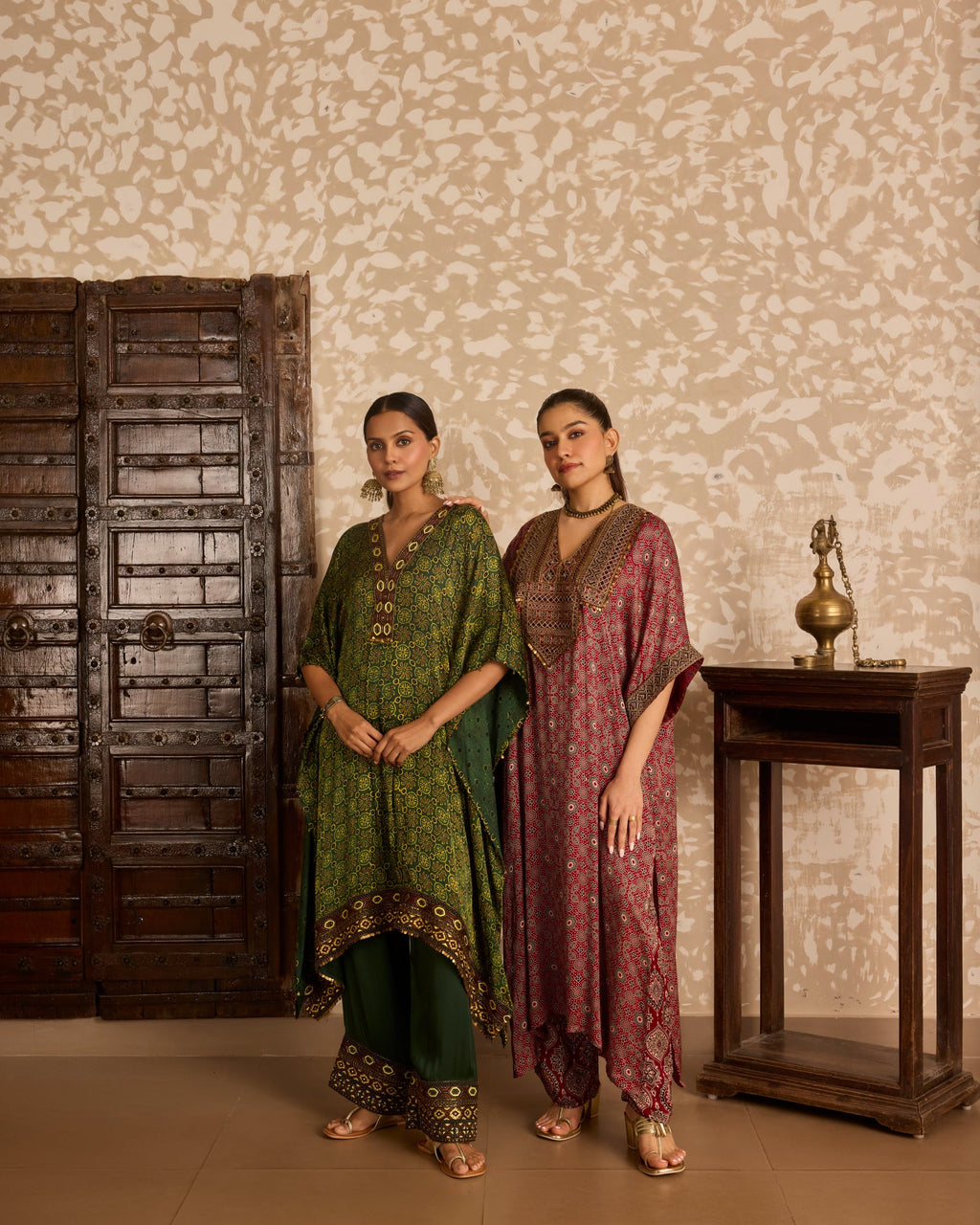 Long Kaftan Kurta set by Akashi Clothing with Ajrakh by Akashi Clothing at Kamakhyaa for sustainable fashion