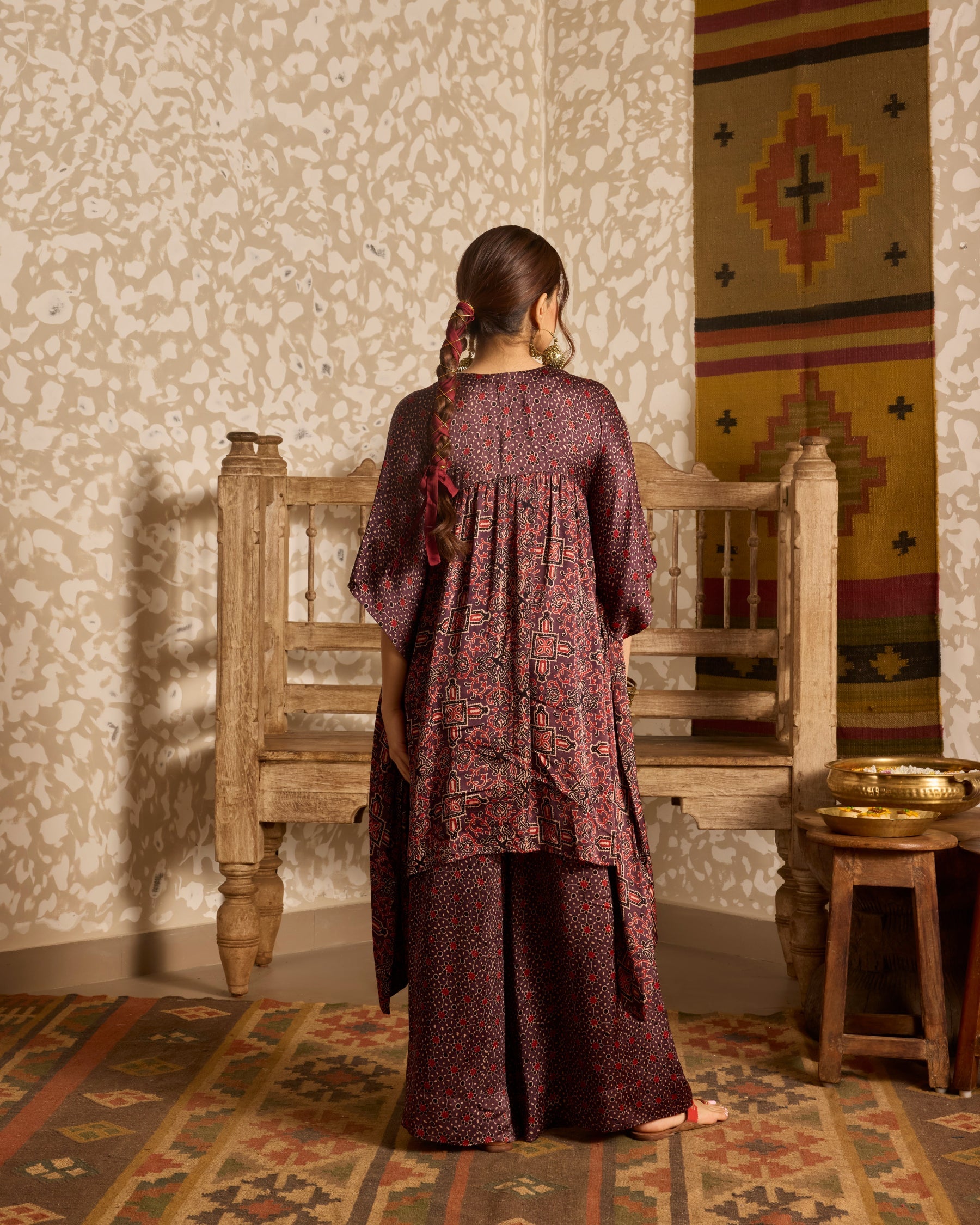 Short Kaftan Set by Akashi Clothing with Ajrakh by Akashi Clothing at Kamakhyaa for sustainable fashion