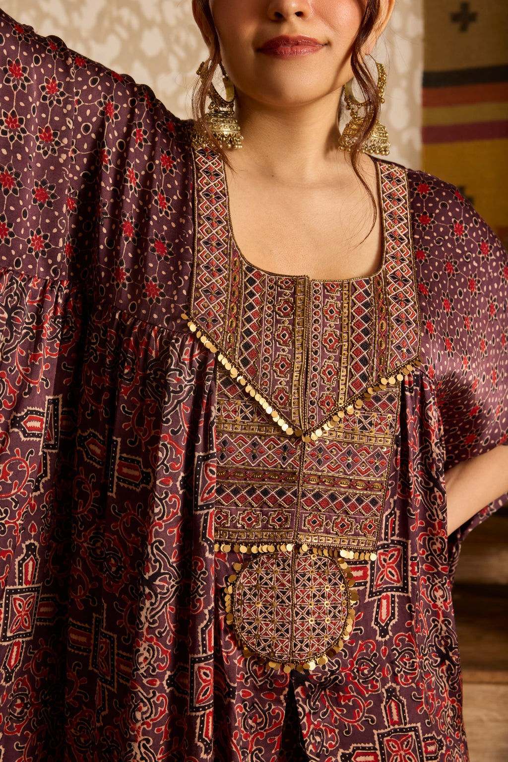 Short Kaftan Set by Akashi Clothing with Ajrakh by Akashi Clothing at Kamakhyaa for sustainable fashion