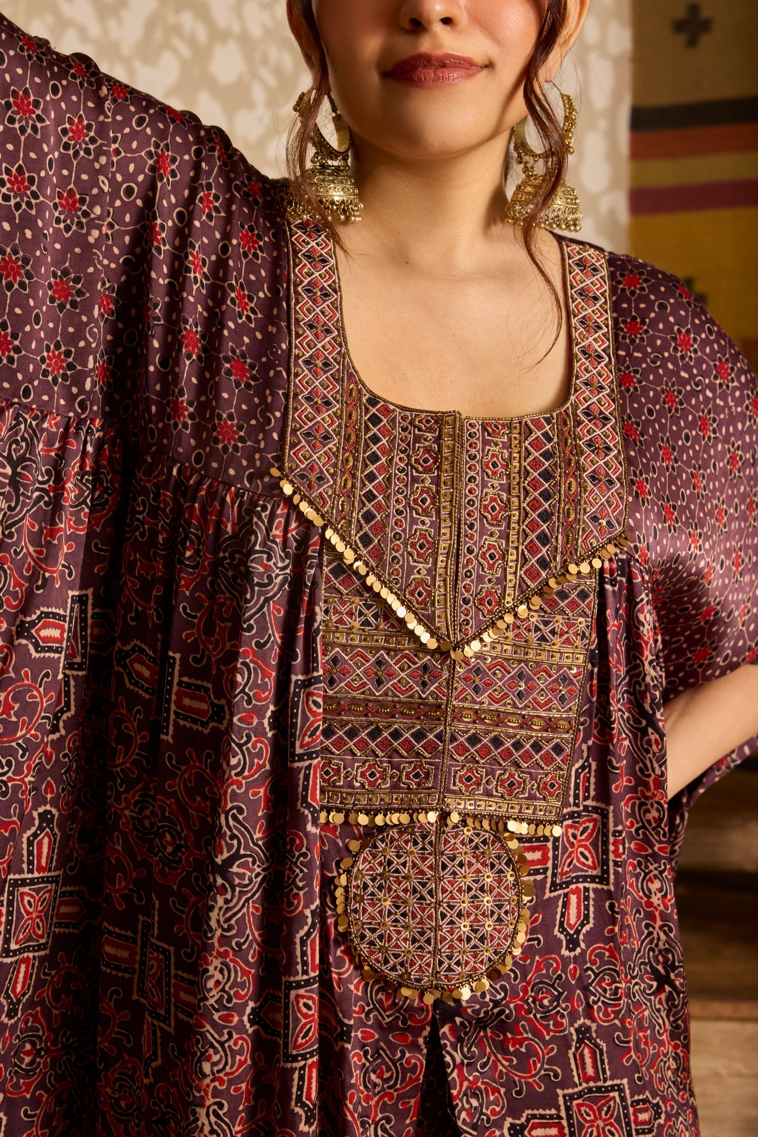 Short Kaftan Set by Akashi Clothing with Ajrakh by Akashi Clothing at Kamakhyaa for sustainable fashion