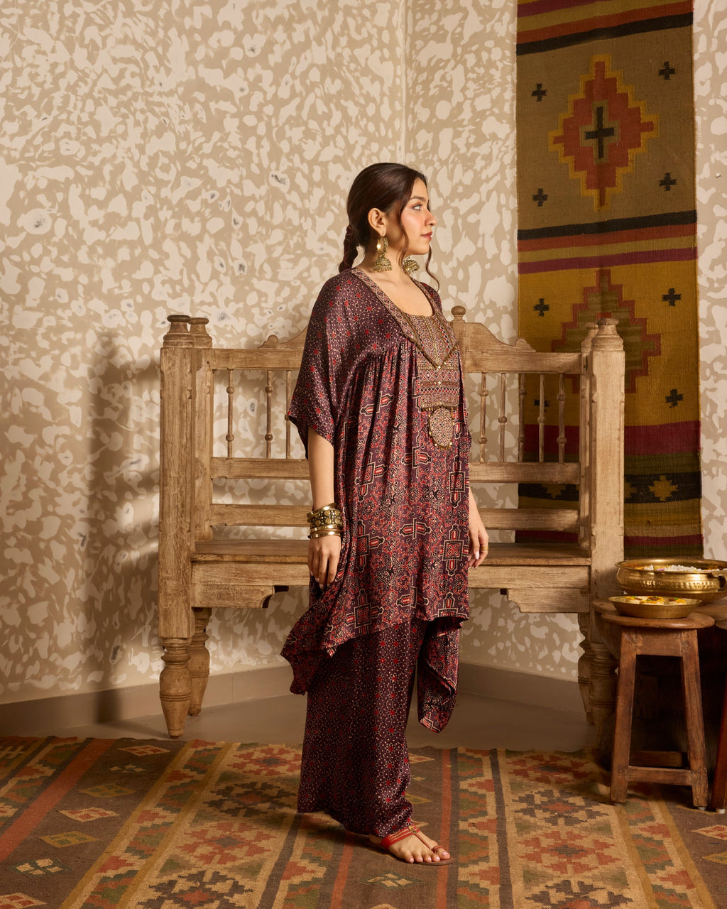 Short Kaftan Set by Akashi Clothing with Ajrakh by Akashi Clothing at Kamakhyaa for sustainable fashion