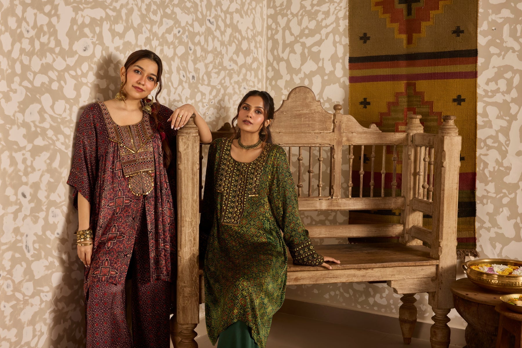 Short Kaftan Set by Akashi Clothing with Ajrakh by Akashi Clothing at Kamakhyaa for sustainable fashion