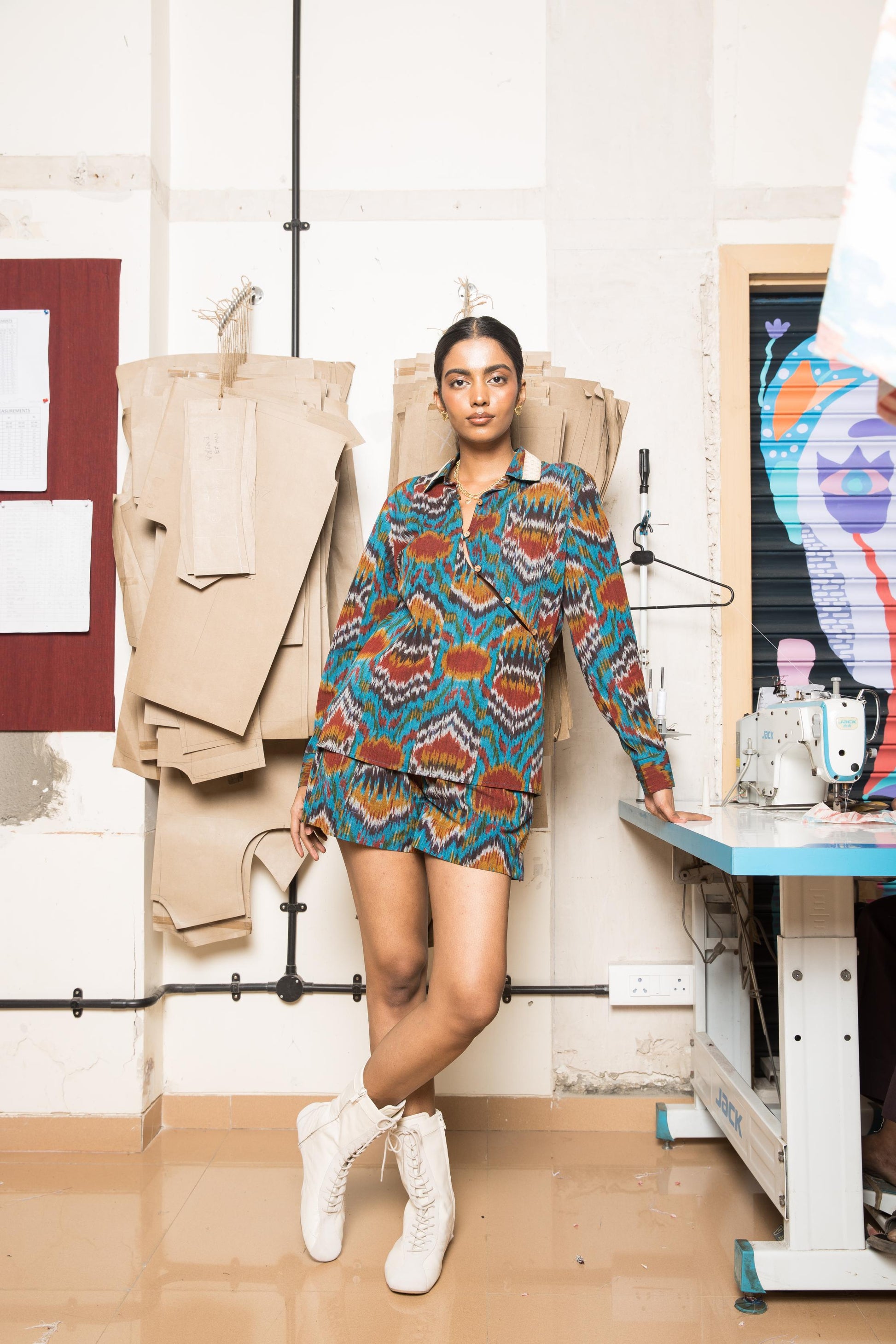 Button-Up Shirt by Anushé Pirani with Fresh Ink by Anushe Pirani at Kamakhyaa for sustainable fashion