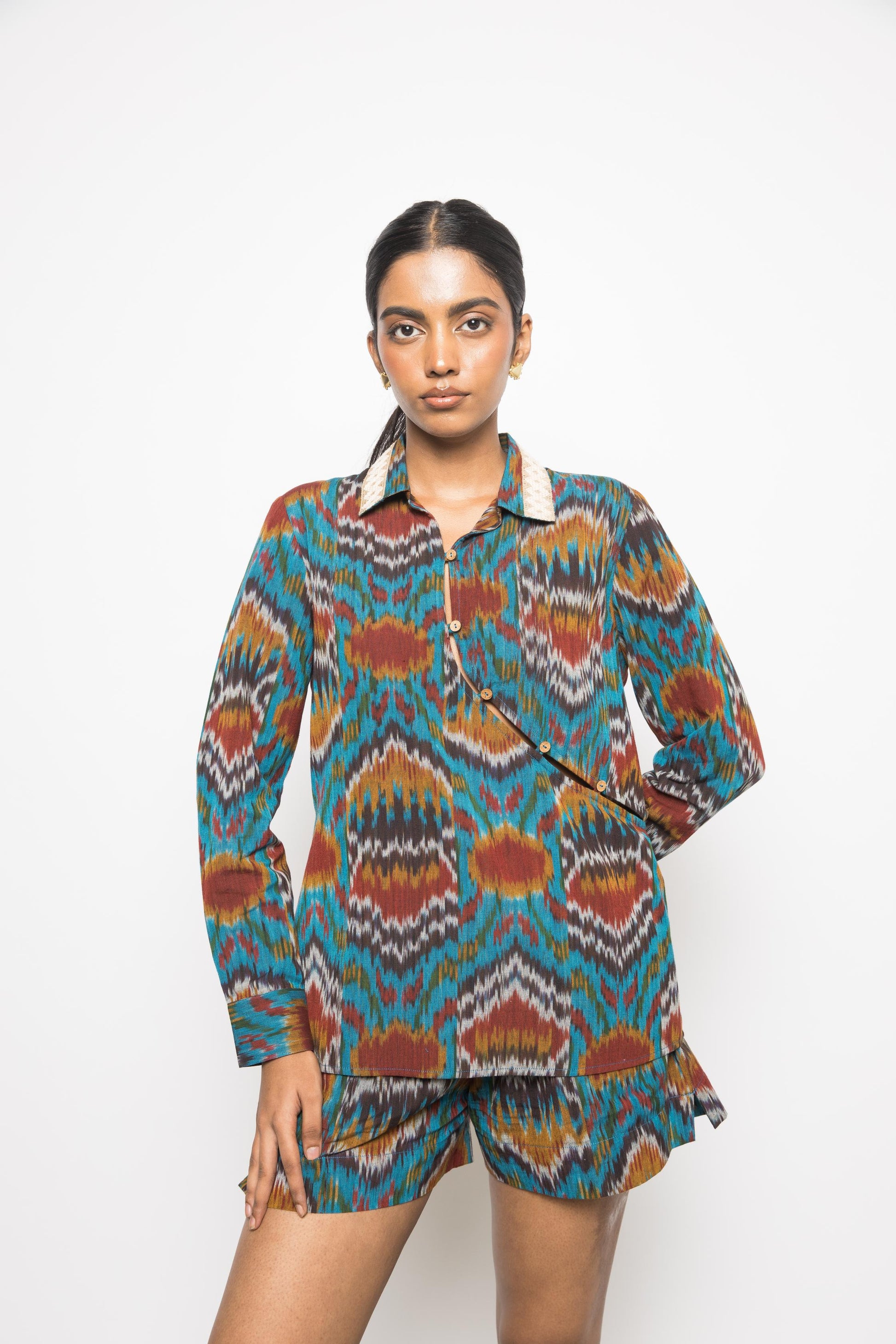 Button-Up Shirt by Anushé Pirani with Fresh Ink by Anushe Pirani at Kamakhyaa for sustainable fashion