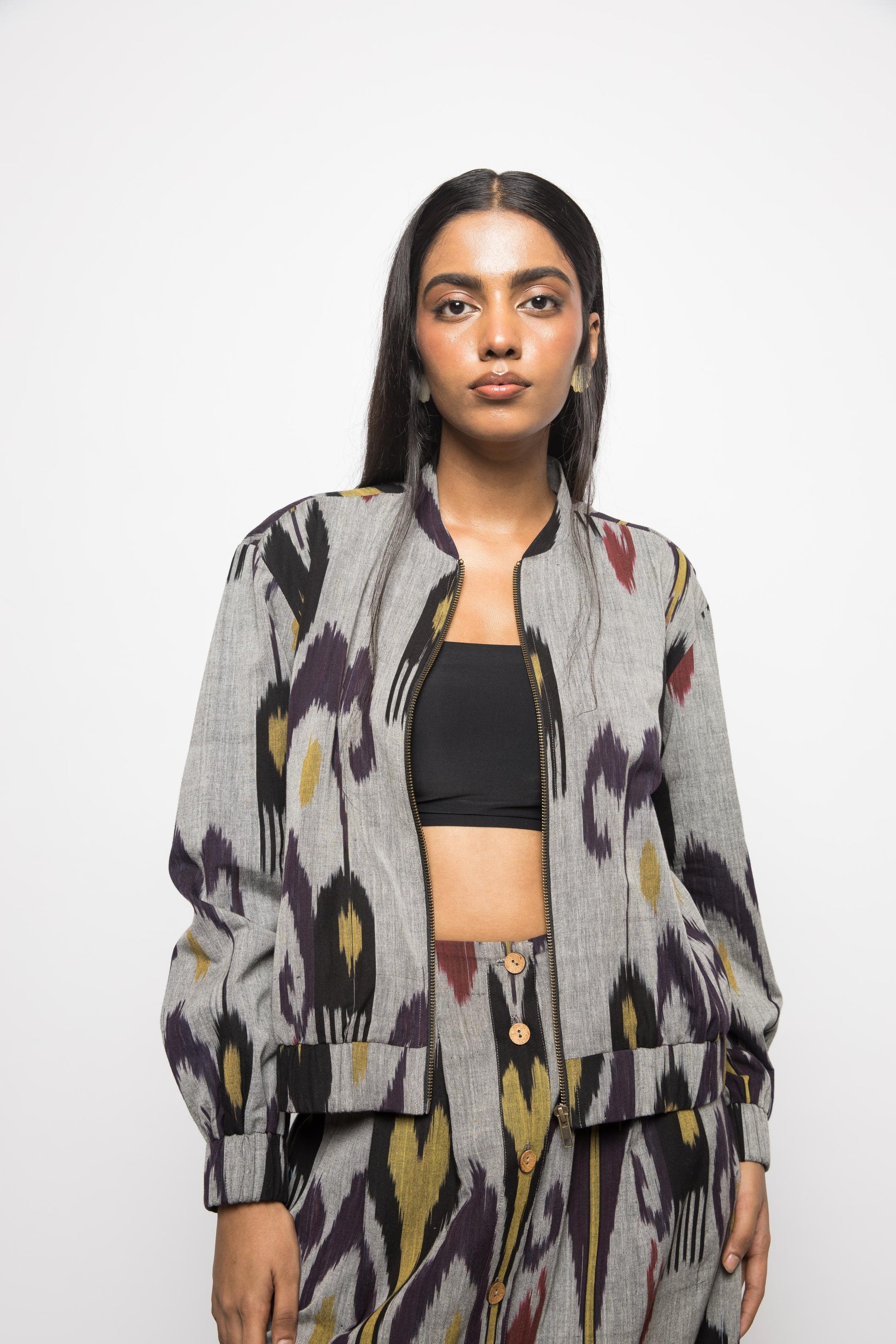 Laid-Back Bomber by Anushé Pirani with Fresh Ink by Anushe Pirani at Kamakhyaa for sustainable fashion