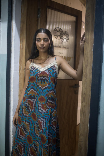 Asymmetric Waist Sling Dress by Anushé Pirani with Fresh Ink by Anushe Pirani at Kamakhyaa for sustainable fashion