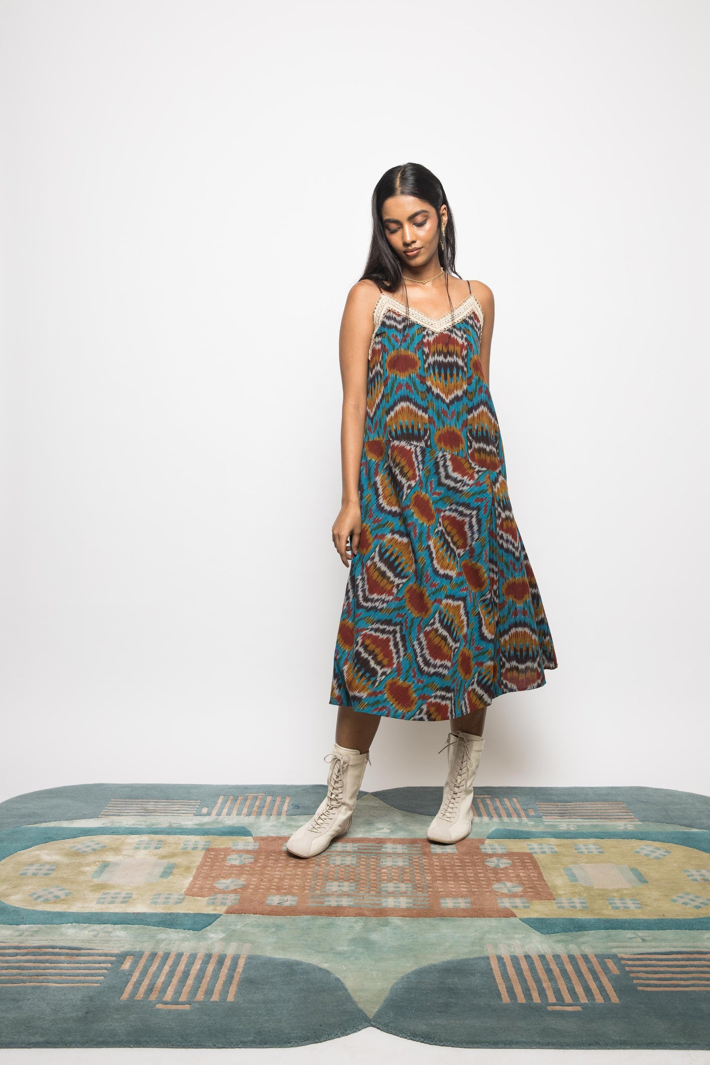 Asymmetric Waist Sling Dress by Anushé Pirani with Fresh Ink by Anushe Pirani at Kamakhyaa for sustainable fashion