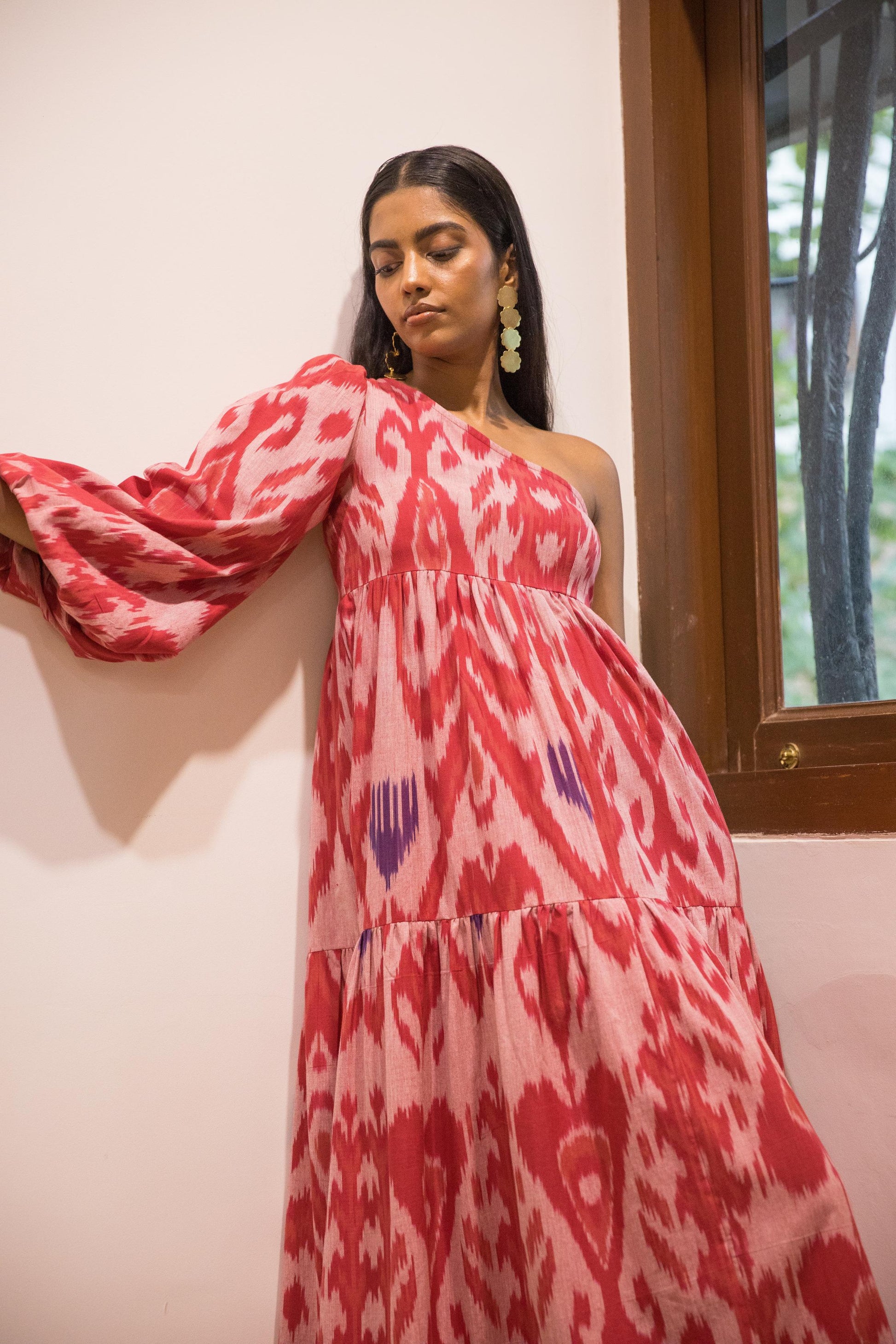 One Shoulder Tier Maxi by Anushé Pirani with Fresh Ink by Anushe Pirani at Kamakhyaa for sustainable fashion