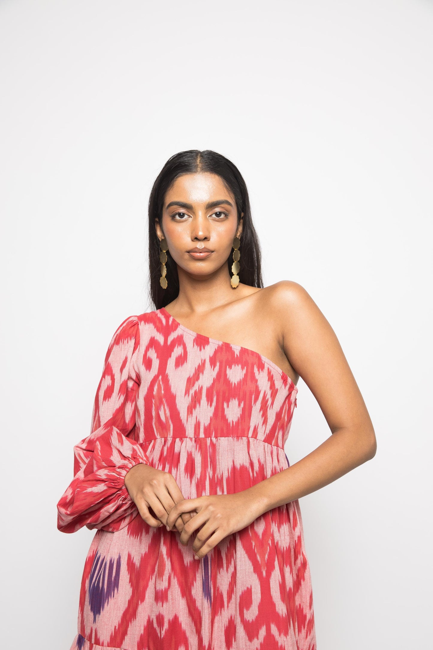 One Shoulder Tier Maxi by Anushé Pirani with Fresh Ink by Anushe Pirani at Kamakhyaa for sustainable fashion