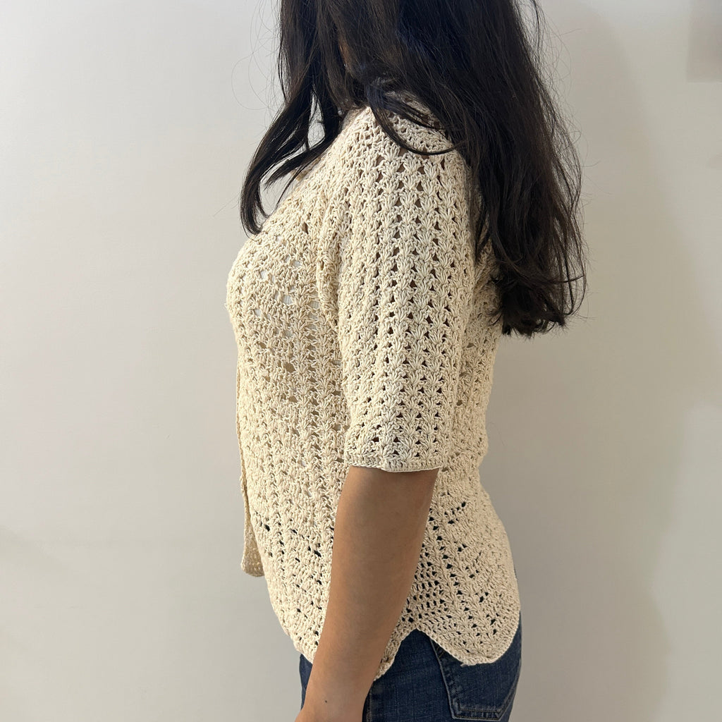 Ecru Loom Lines Crochet Shirt by Ikriit'm with Crochet Apparel at Kamakhyaa for sustainable fashion