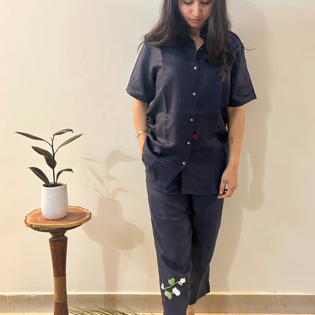 Indigo Ladybug Set by Ikriit'm with Linen at Kamakhyaa for sustainable fashion