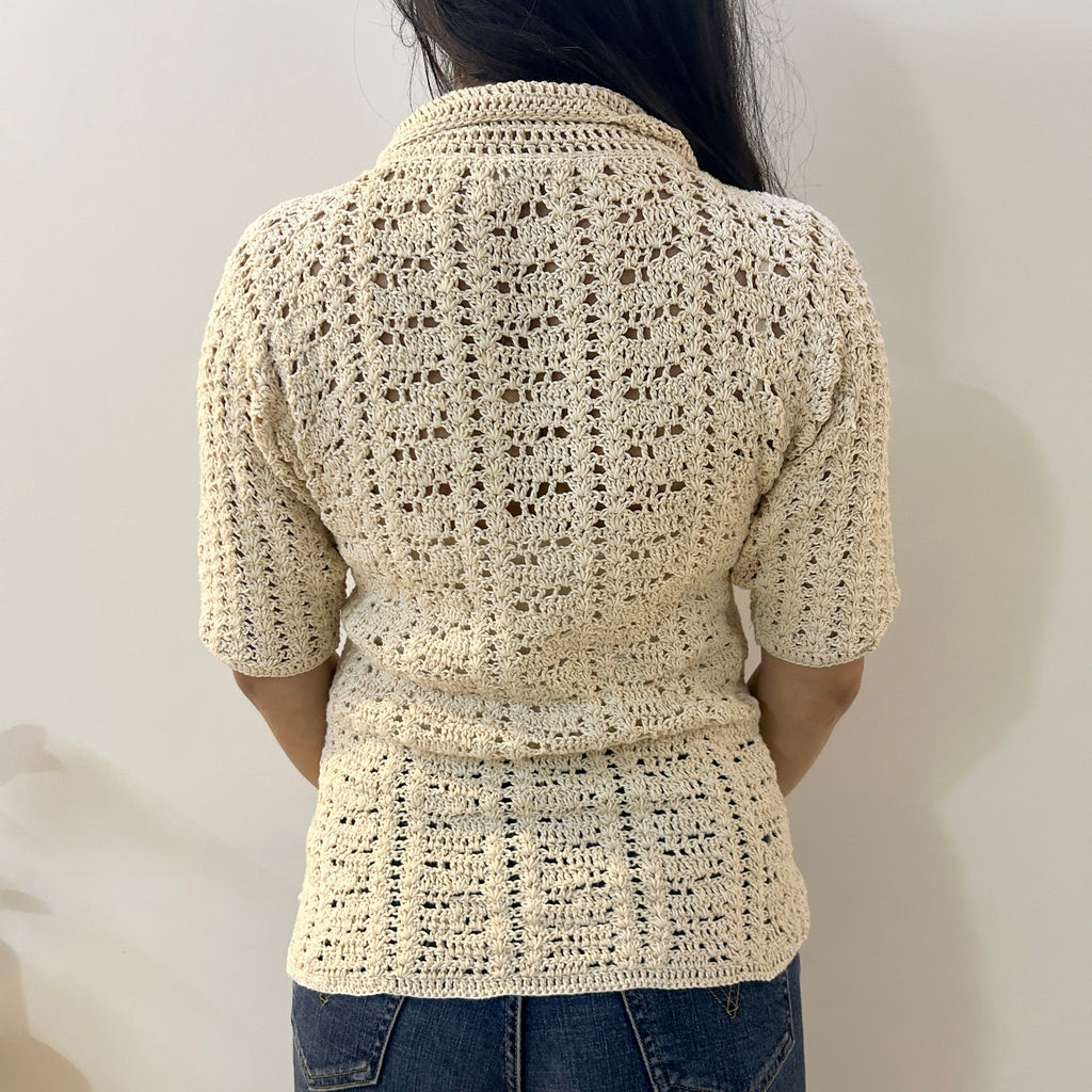 Ecru Loom Lines Crochet Shirt by Ikriit'm with Crochet Apparel at Kamakhyaa for sustainable fashion